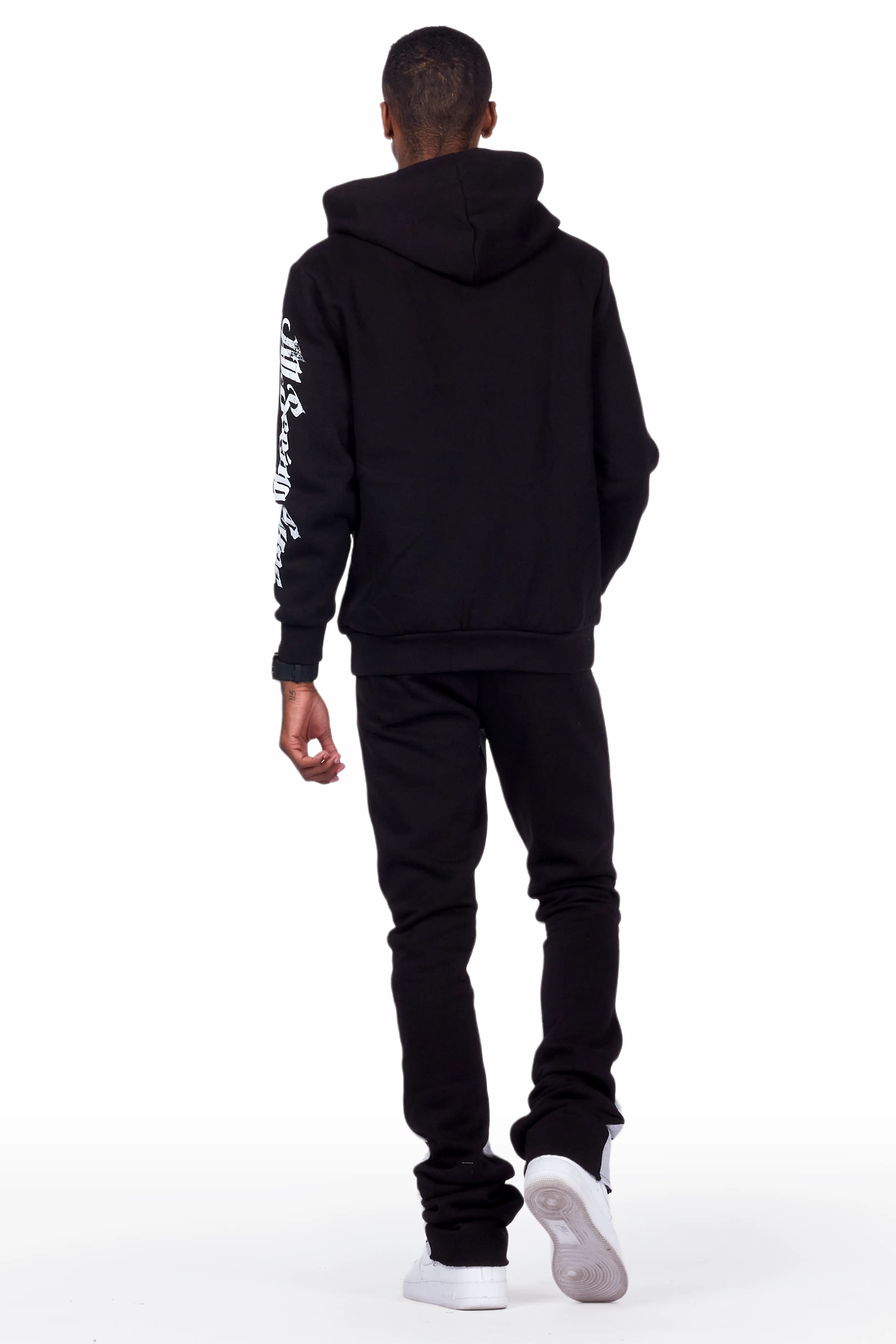 All Seeing Eyes Vintage Black Super Stacked Flare Track Pant Set - Image 4