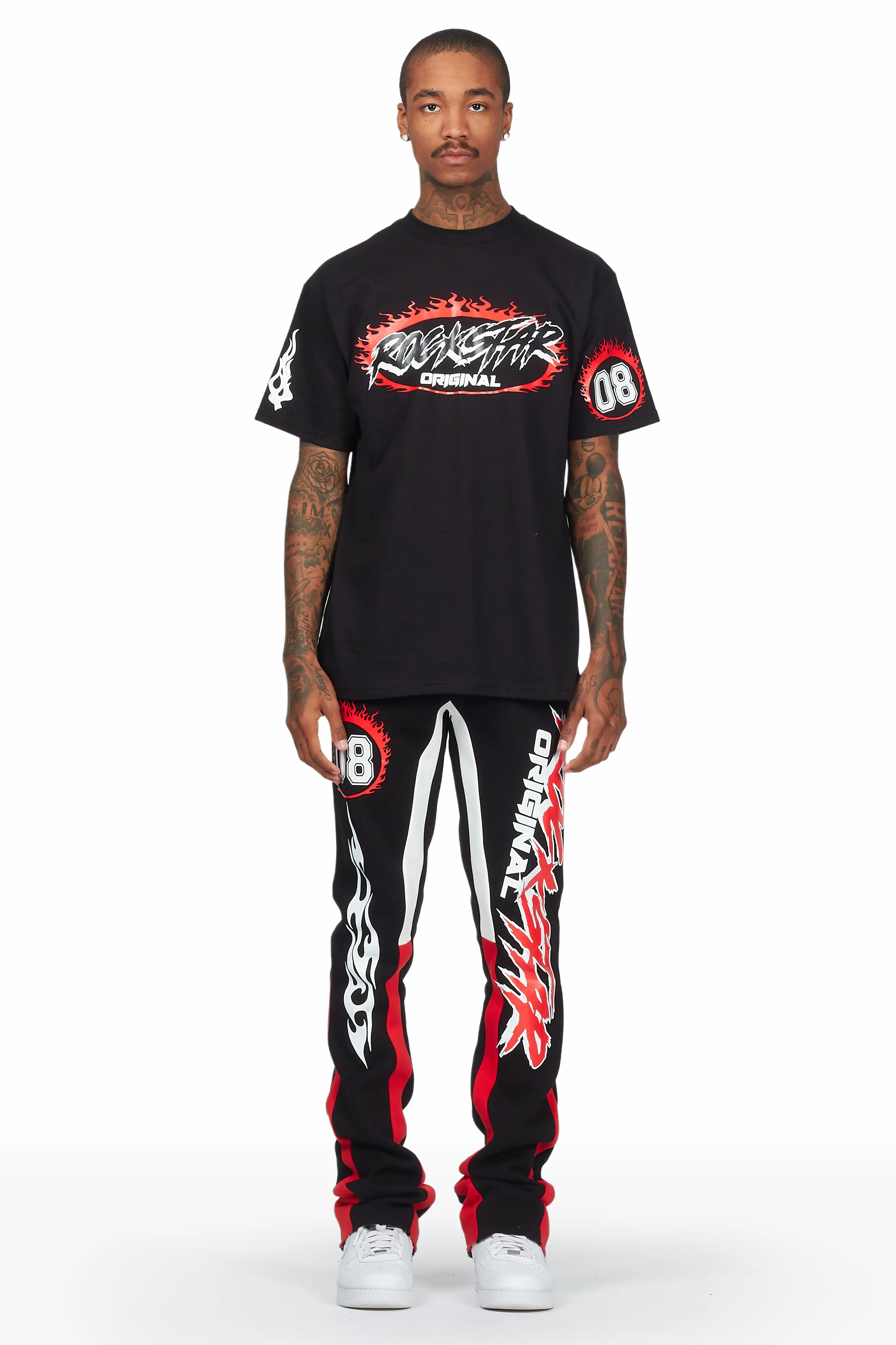 Draven Black/Red T-Shirt Stacked Flare Trackset - Image 2