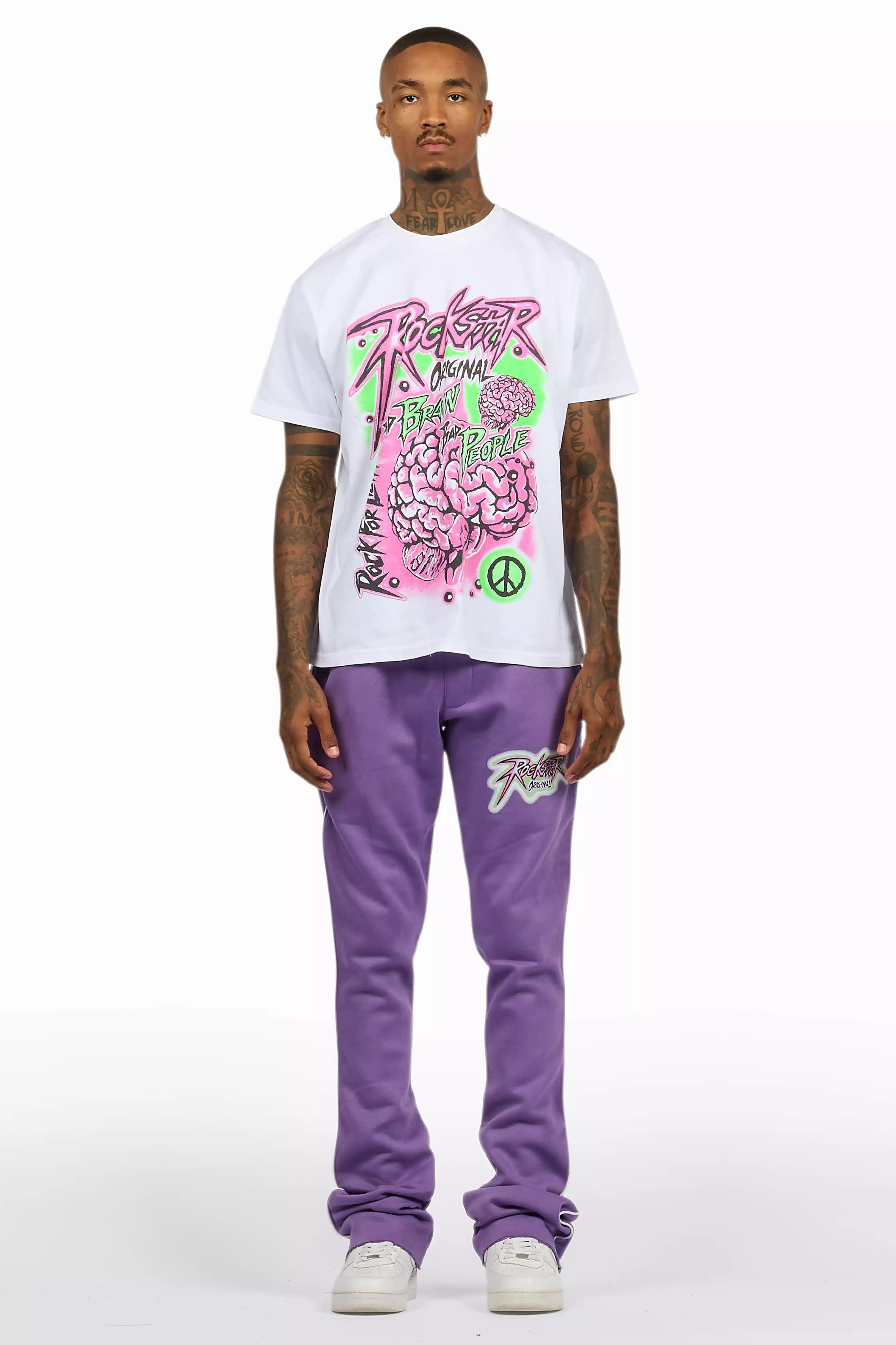 Braindead Purple/White T-Shirt/Stacked Track Set - Image 2
