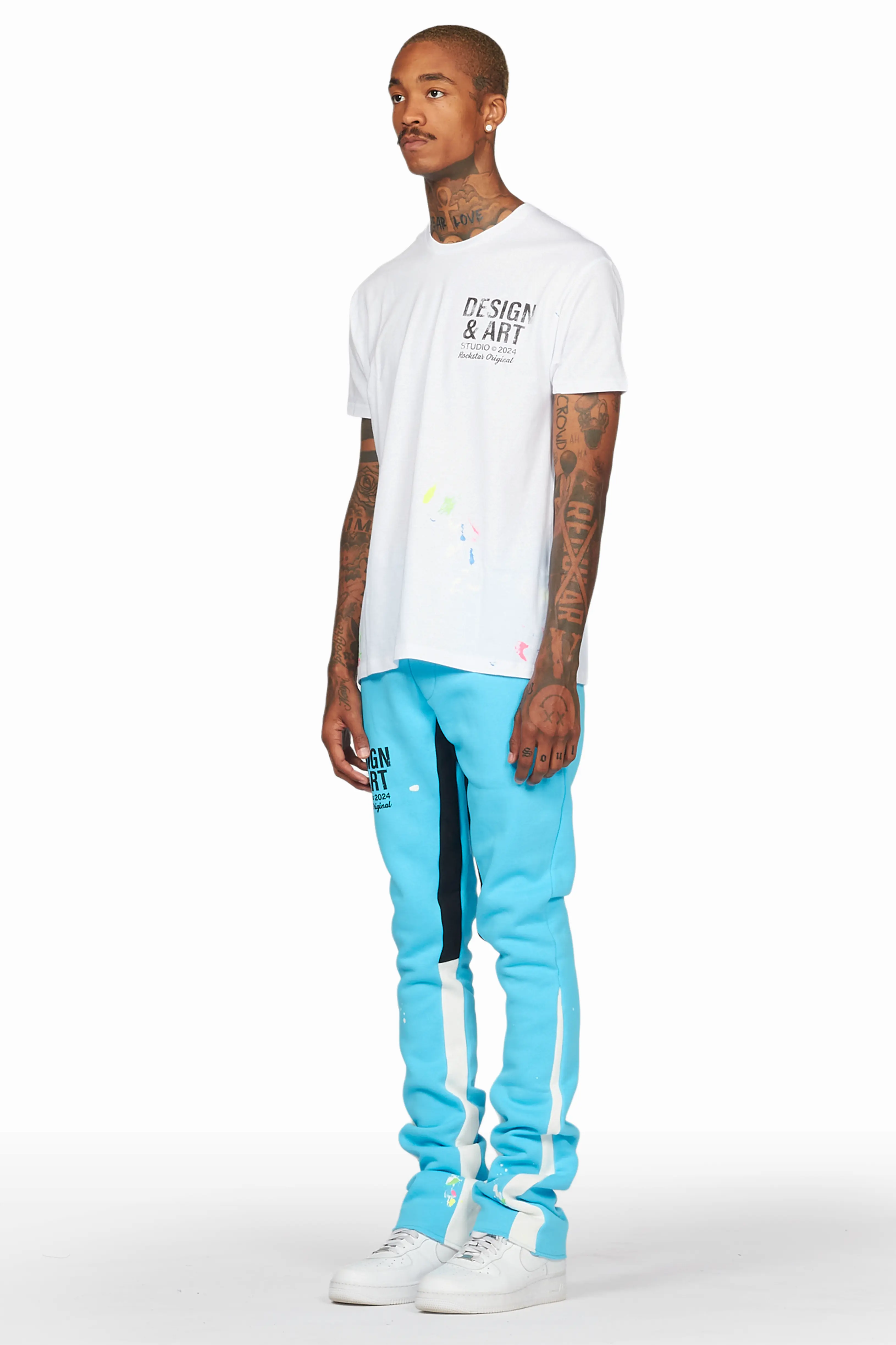 Mancha Blue T-Shirt Stacked Flare Track Set - Image 5