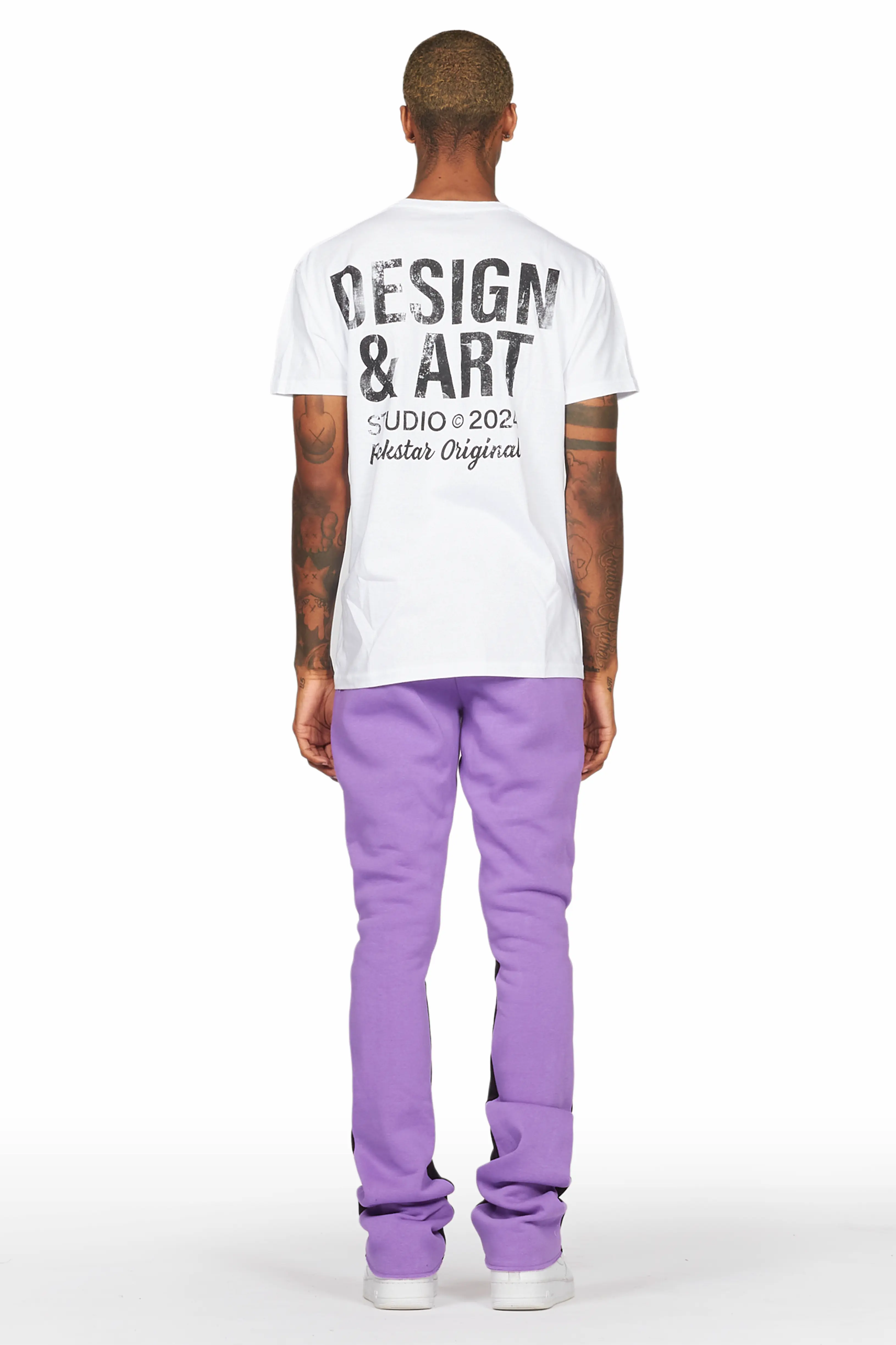 Mancha Purple/White T-Shirt Stacked Flare Track Set - Image 4