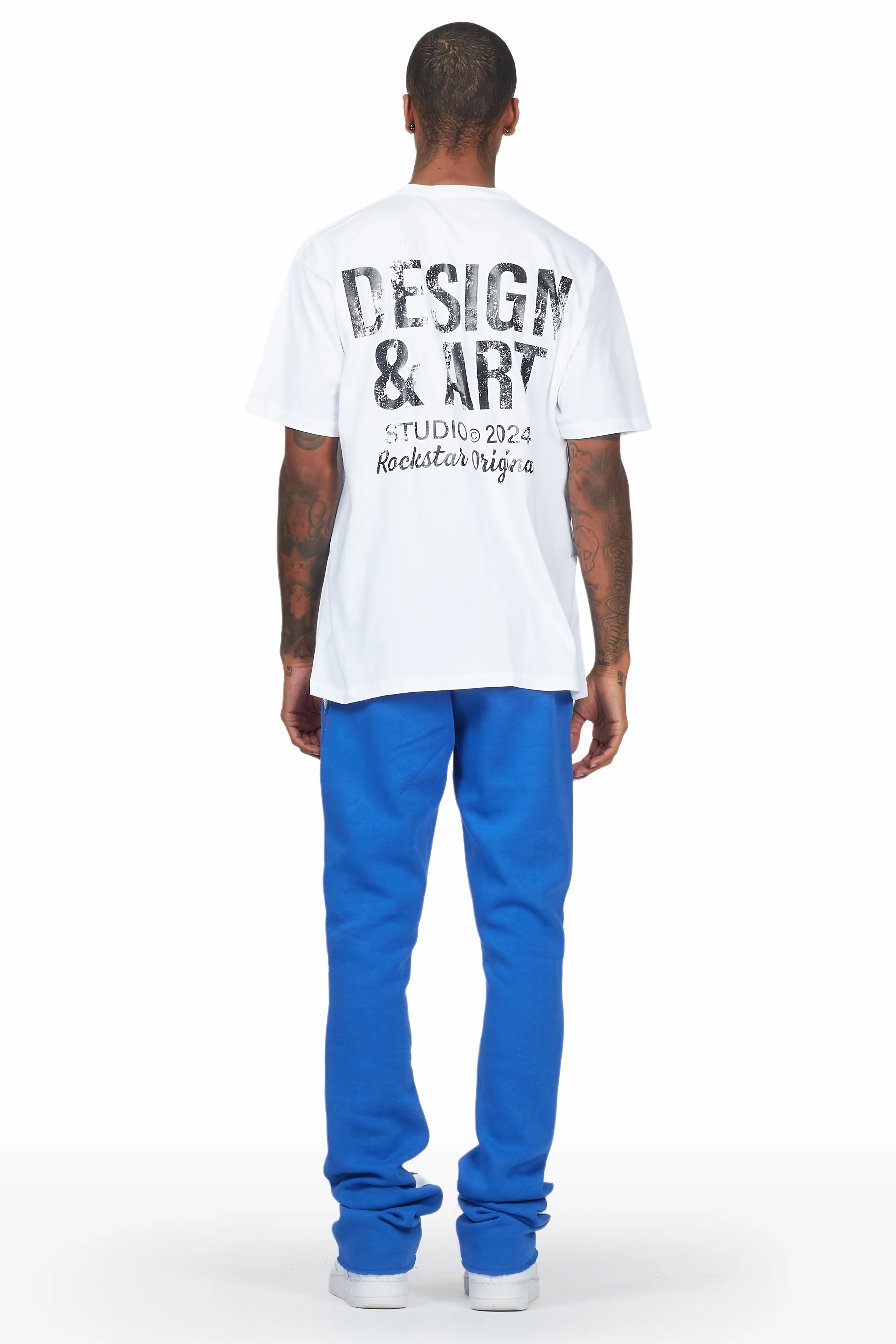 Mancha White/Blue T-Shirt Stacked Flare Track Set - Image 4