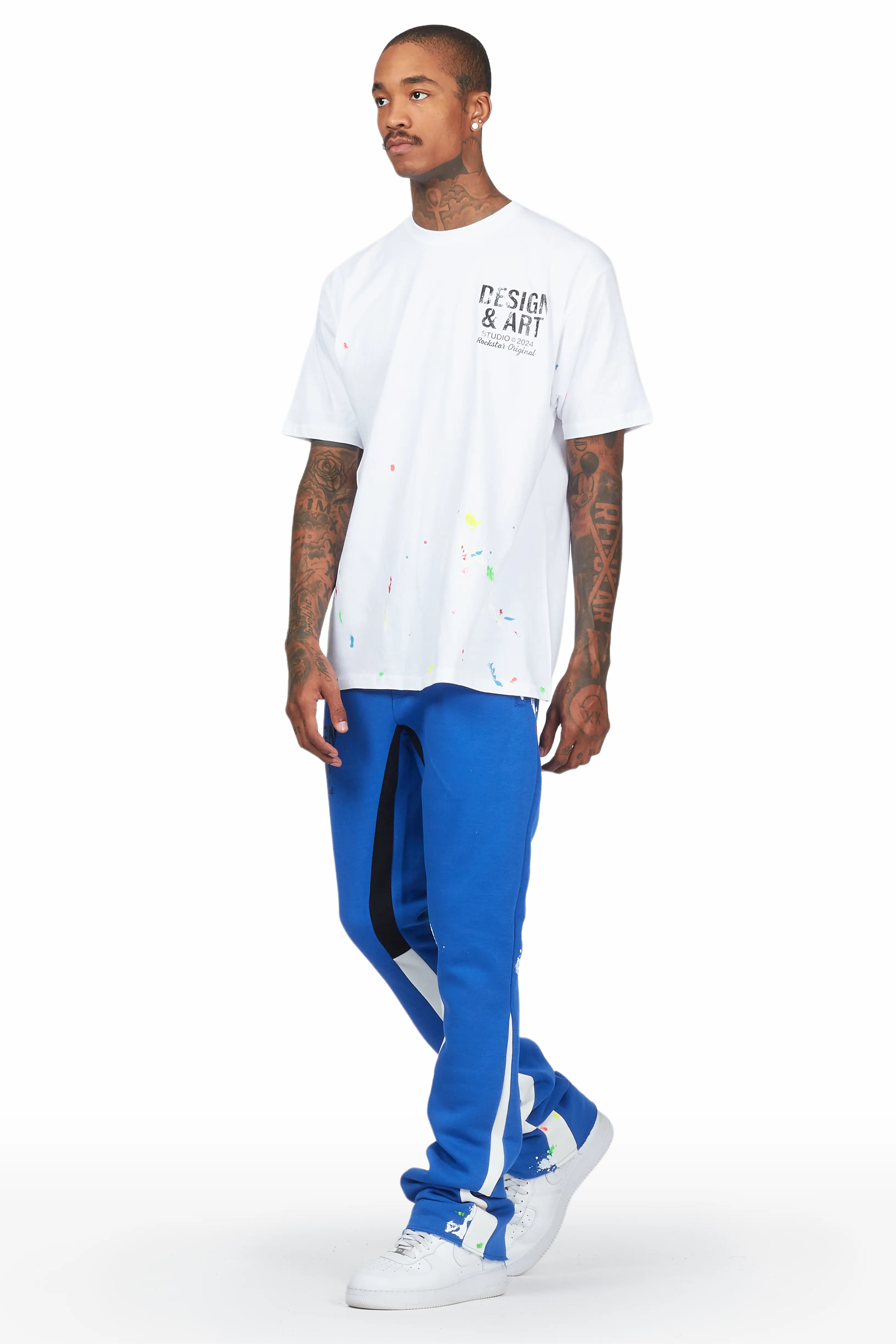 Mancha White/Blue T-Shirt Stacked Flare Track Set - Image 5