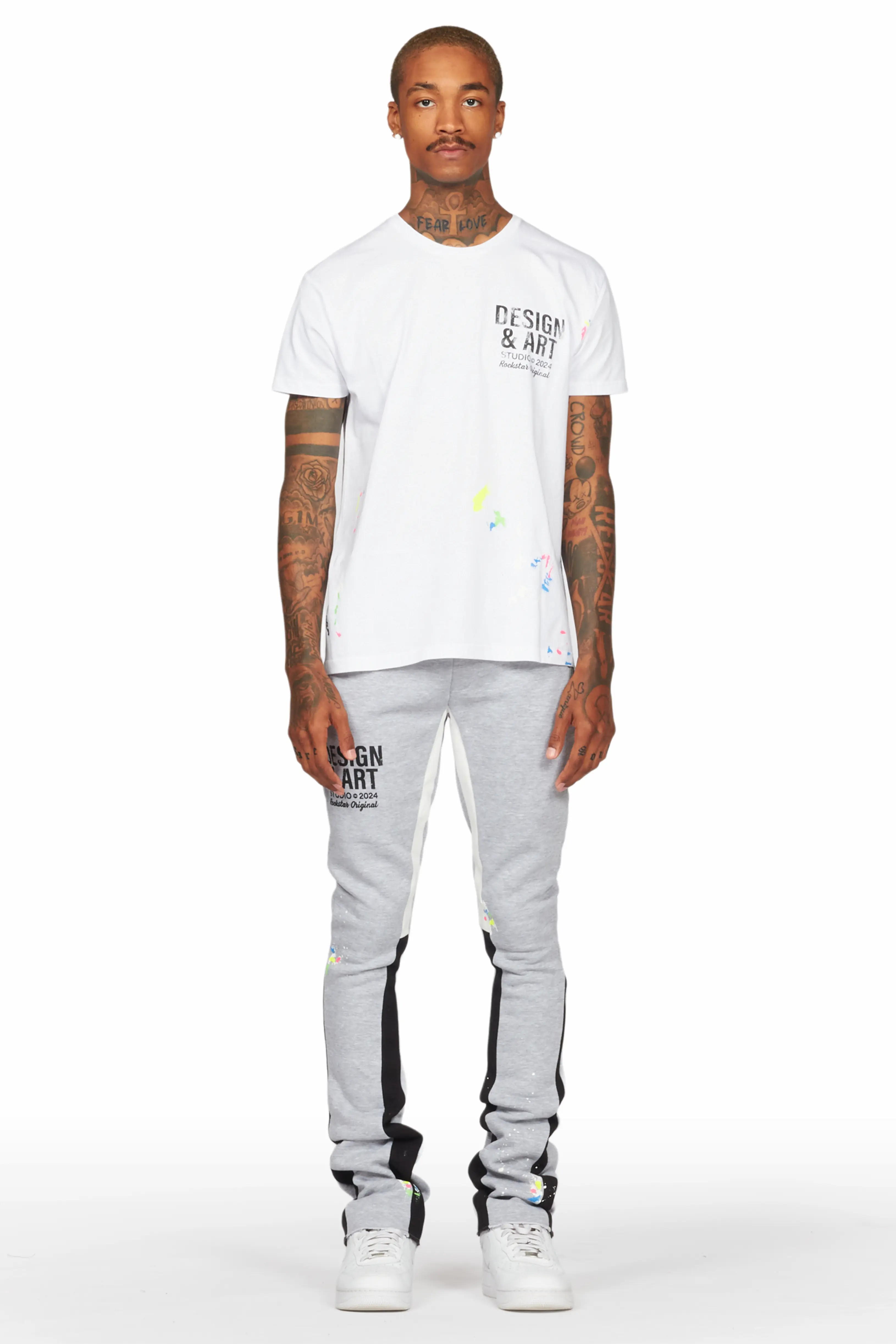 Mancha White/Grey T-Shirt Stacked Flare Track Set - Image 2