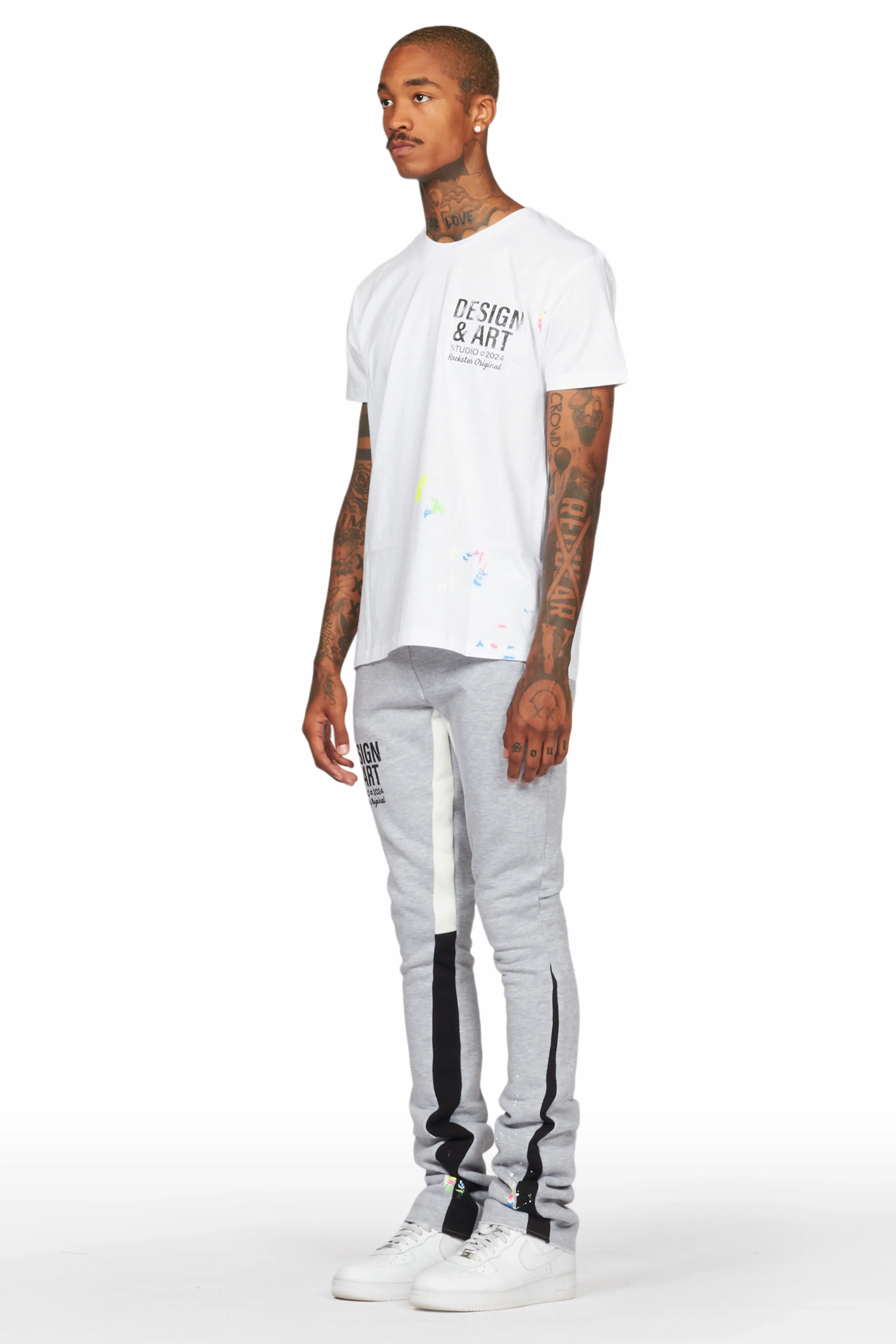 Mancha White/Grey T-Shirt Stacked Flare Track Set - Image 5