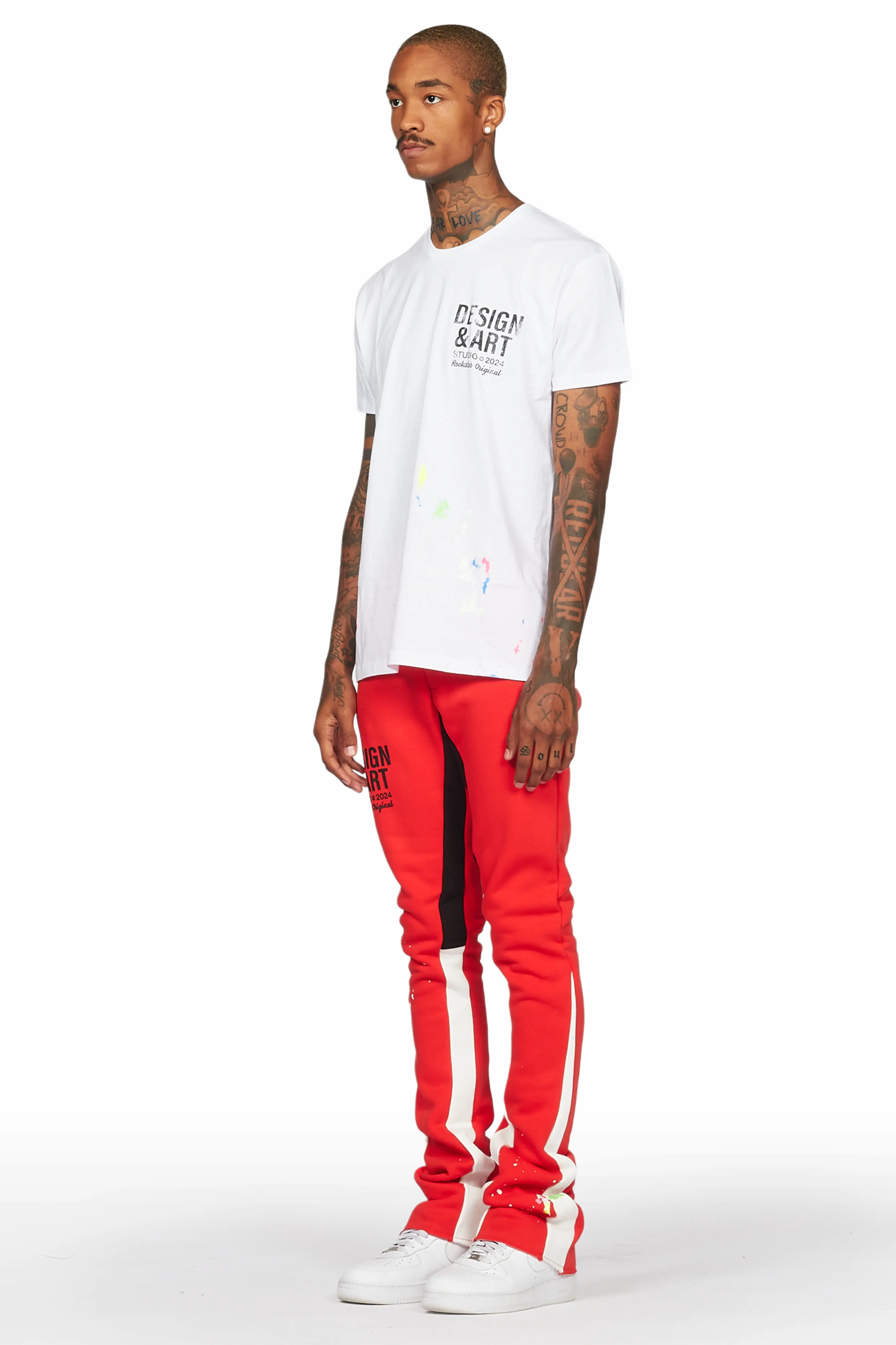 Mancha White/Red T-Shirt Stacked Flare Track Set - Image 5