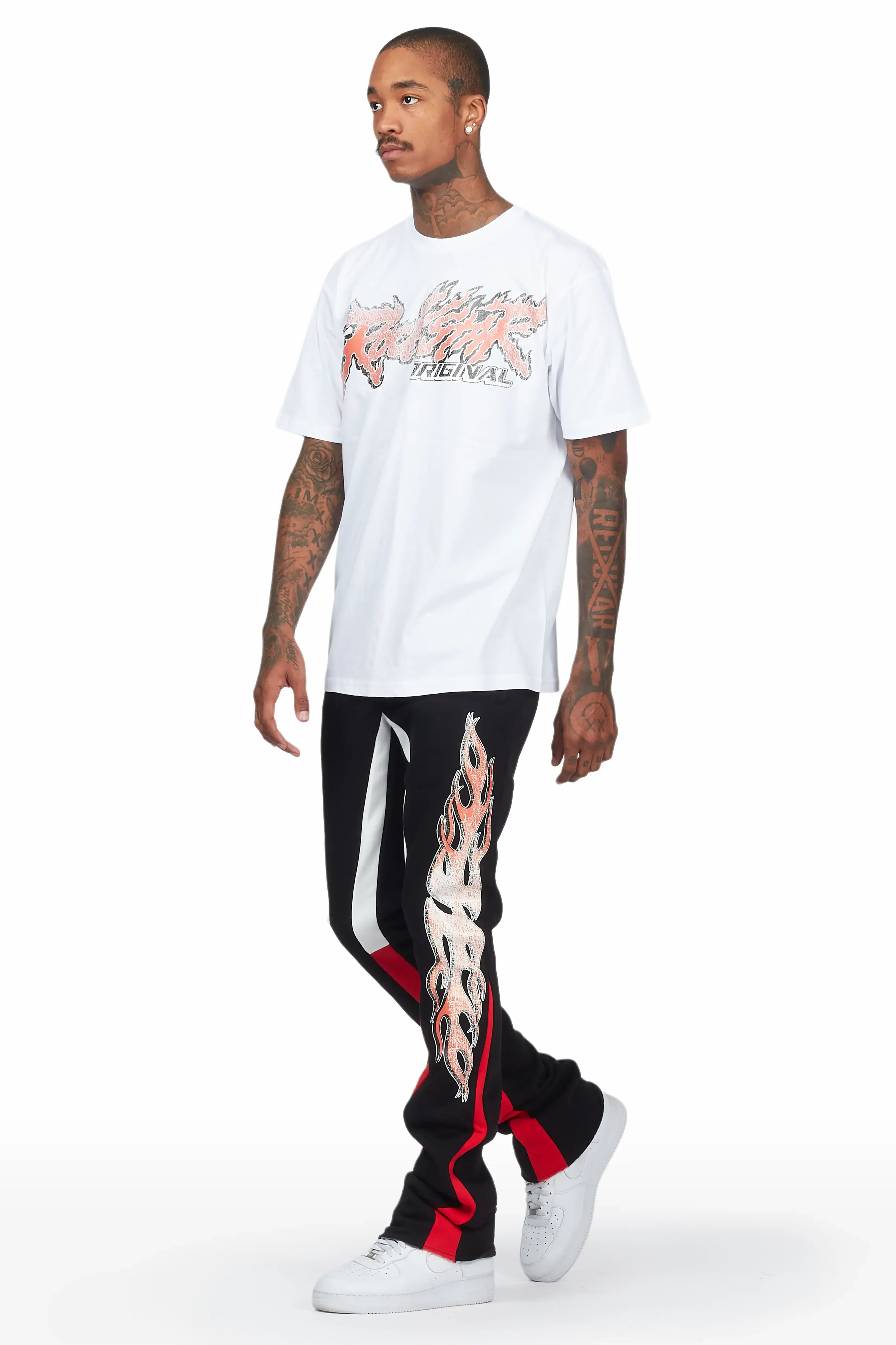 Yash White/Black T-Shirt Stacked Flare Track Set - Image 5