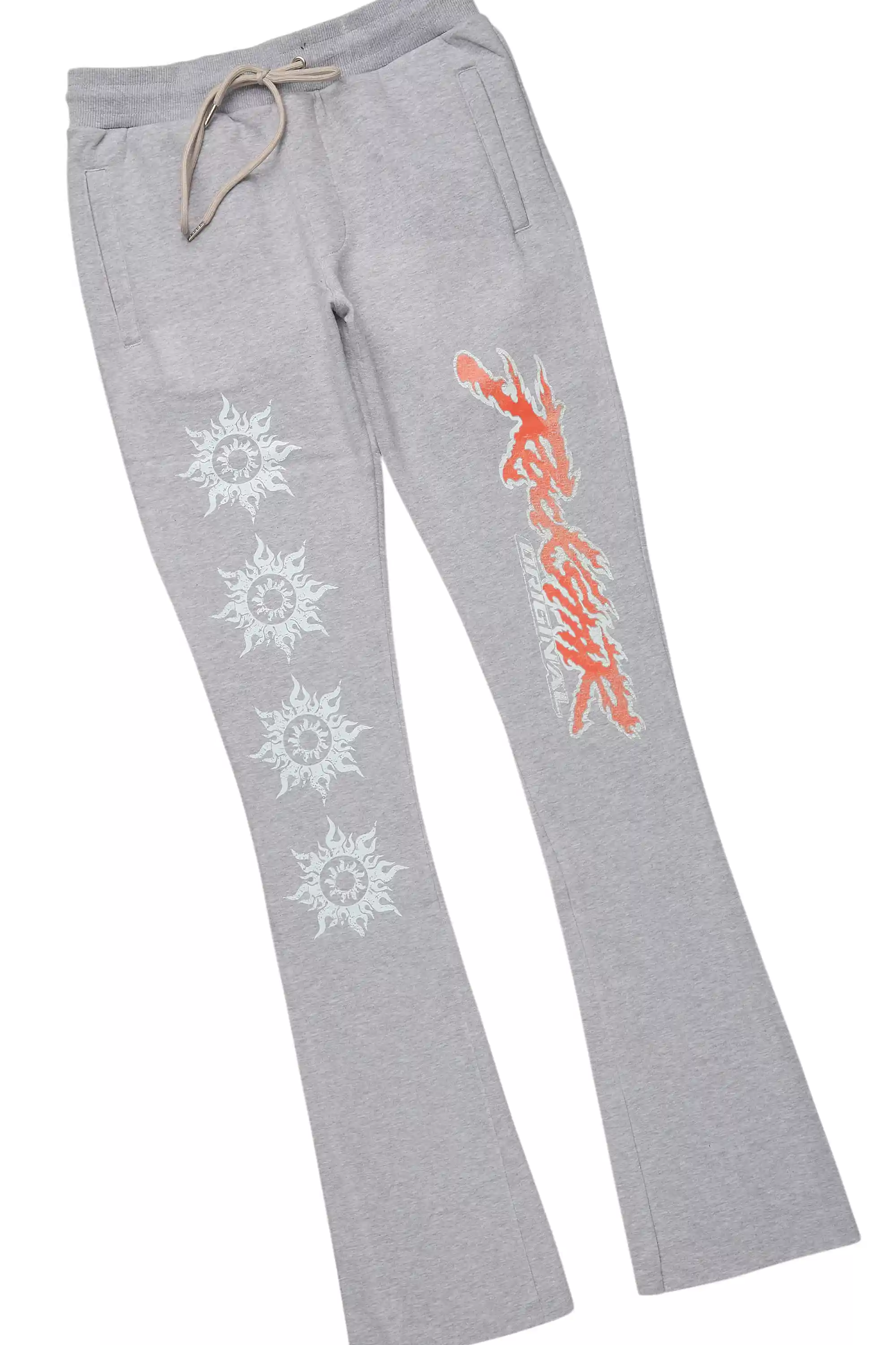 Yash Charcoal Grey T-Shirt/Stacked Flare Track Pant Set - Image 8