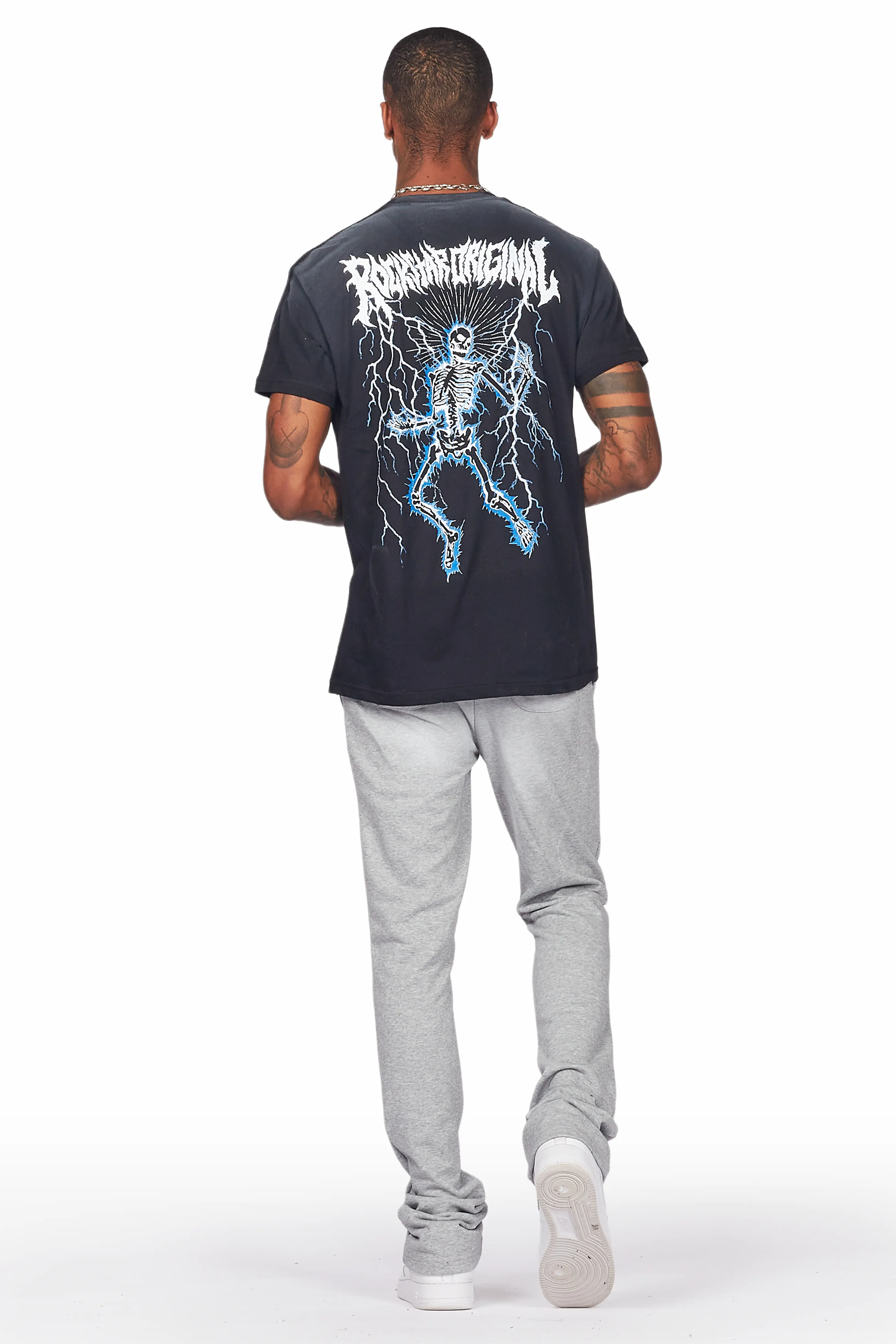 Exodus Black/Grey T-Shirt/Stacked Flare Track Pant Set - Image 4