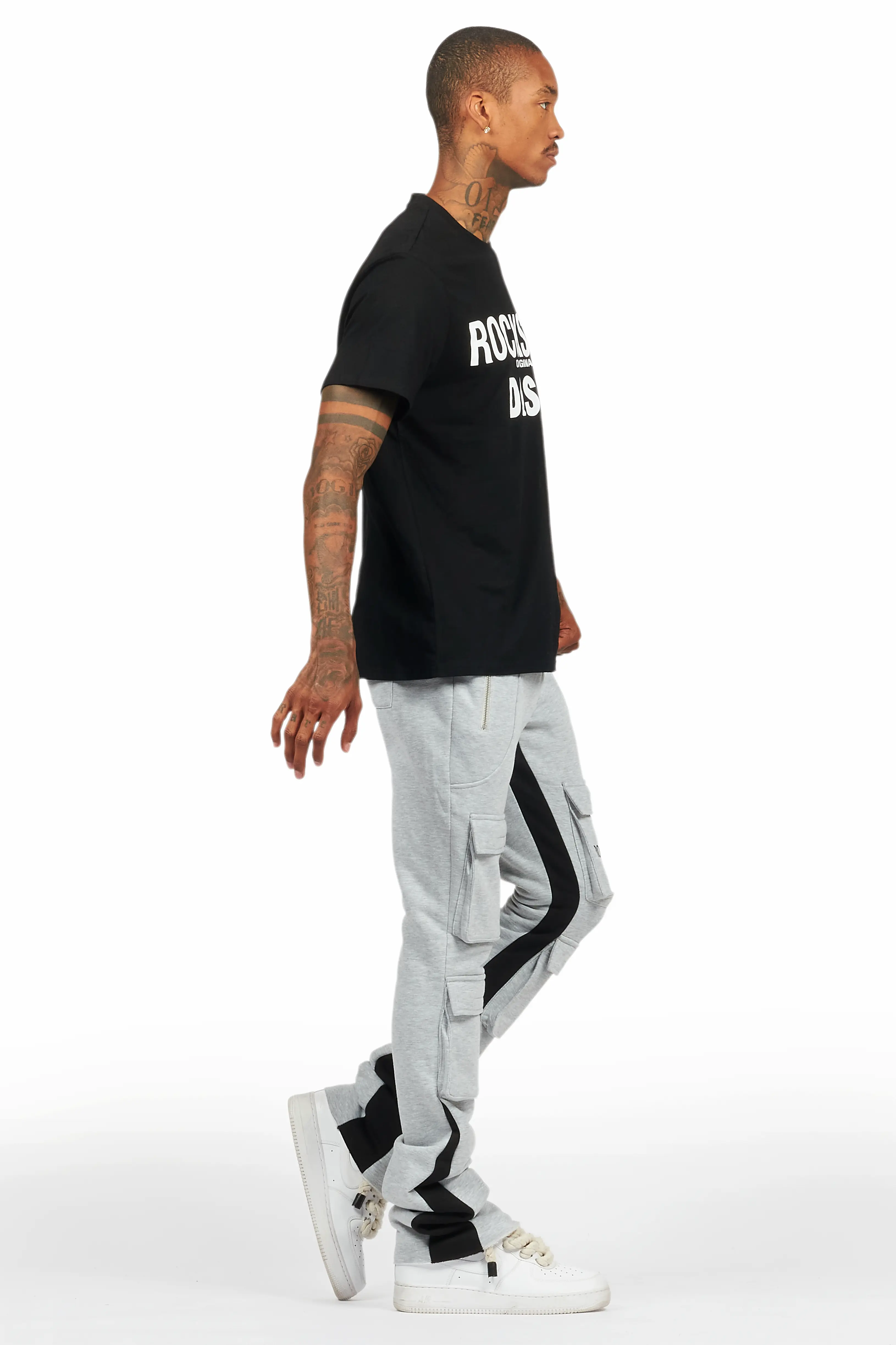 Antoon Heather Grey T-Shirt/Stacked Flare Track Set - Image 3