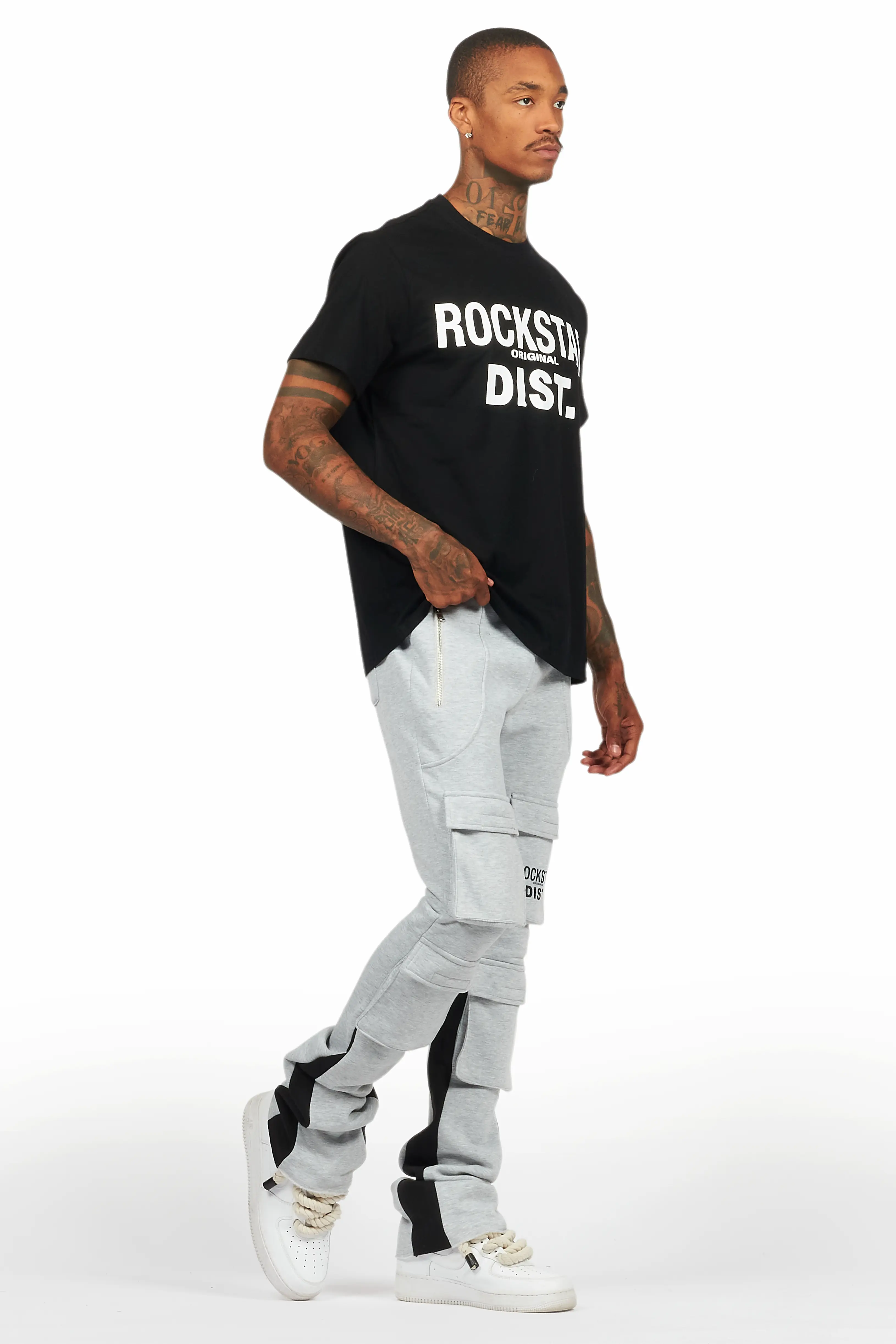 Antoon Heather Grey T-Shirt/Stacked Flare Track Set - Image 6