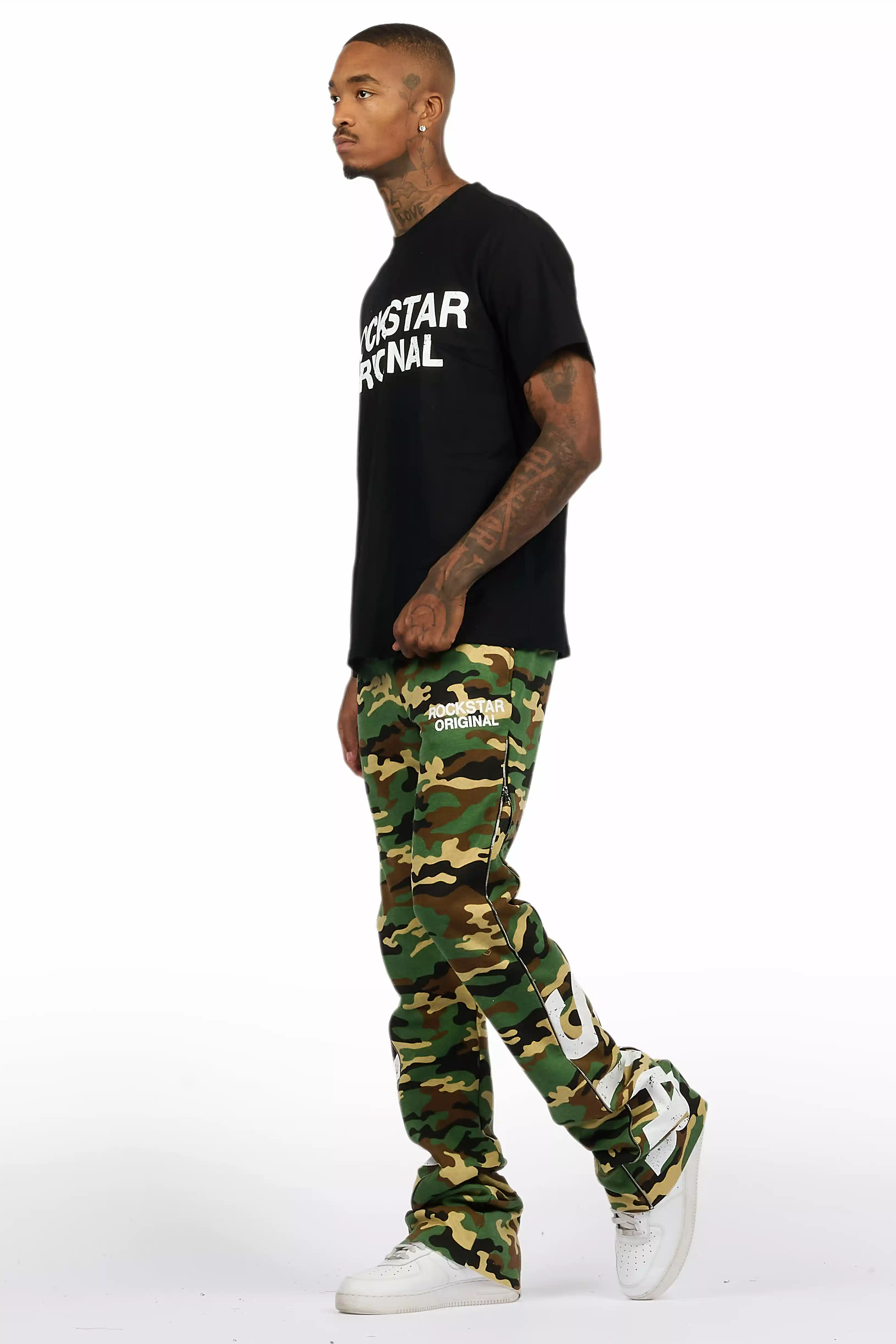 Deniska Camo T-Shirt/Baggy Stacked Flare Track Set - Image 6