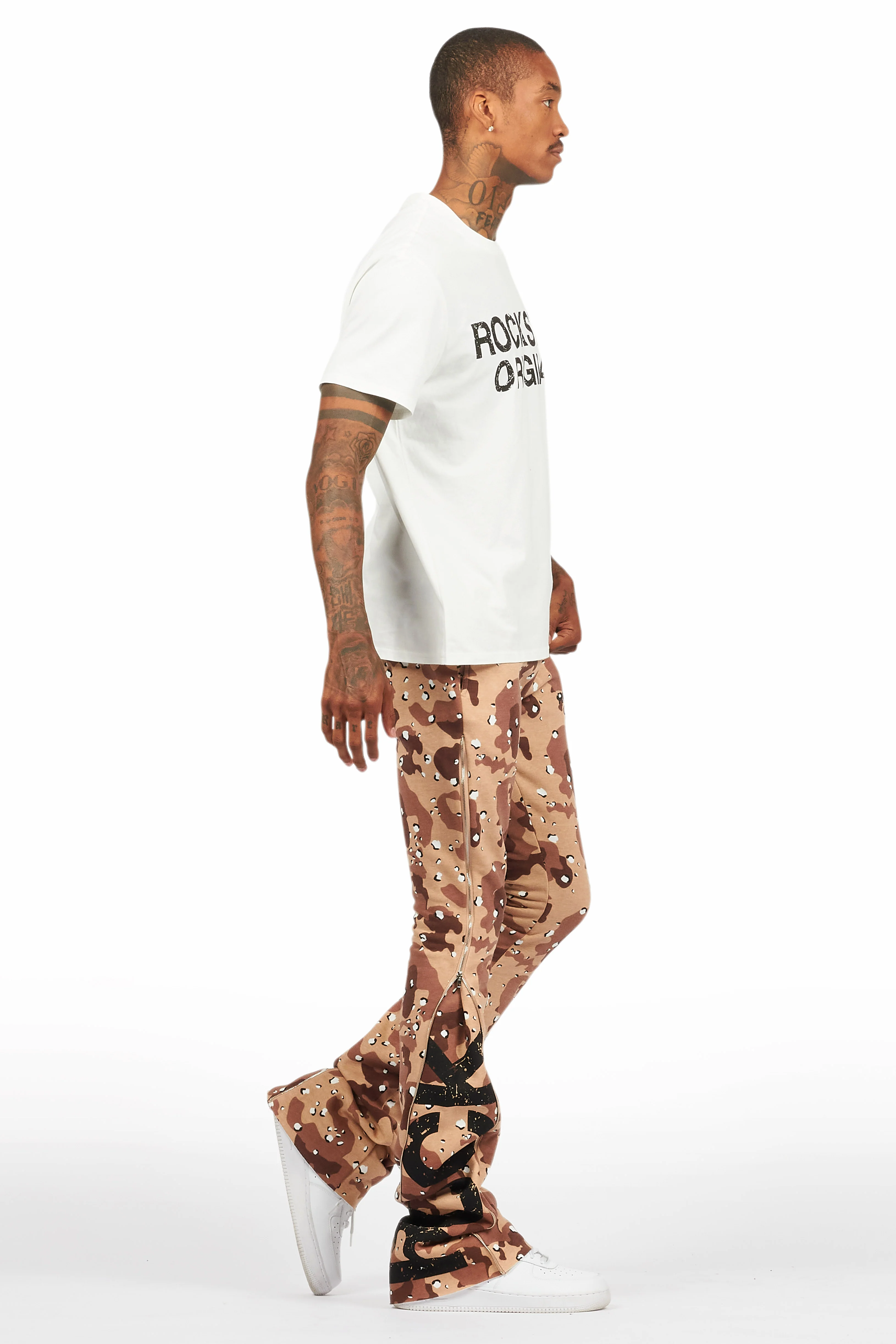 Deniska Desert Camo T-Shirt/Baggy Stacked Flare Track Set - Image 3