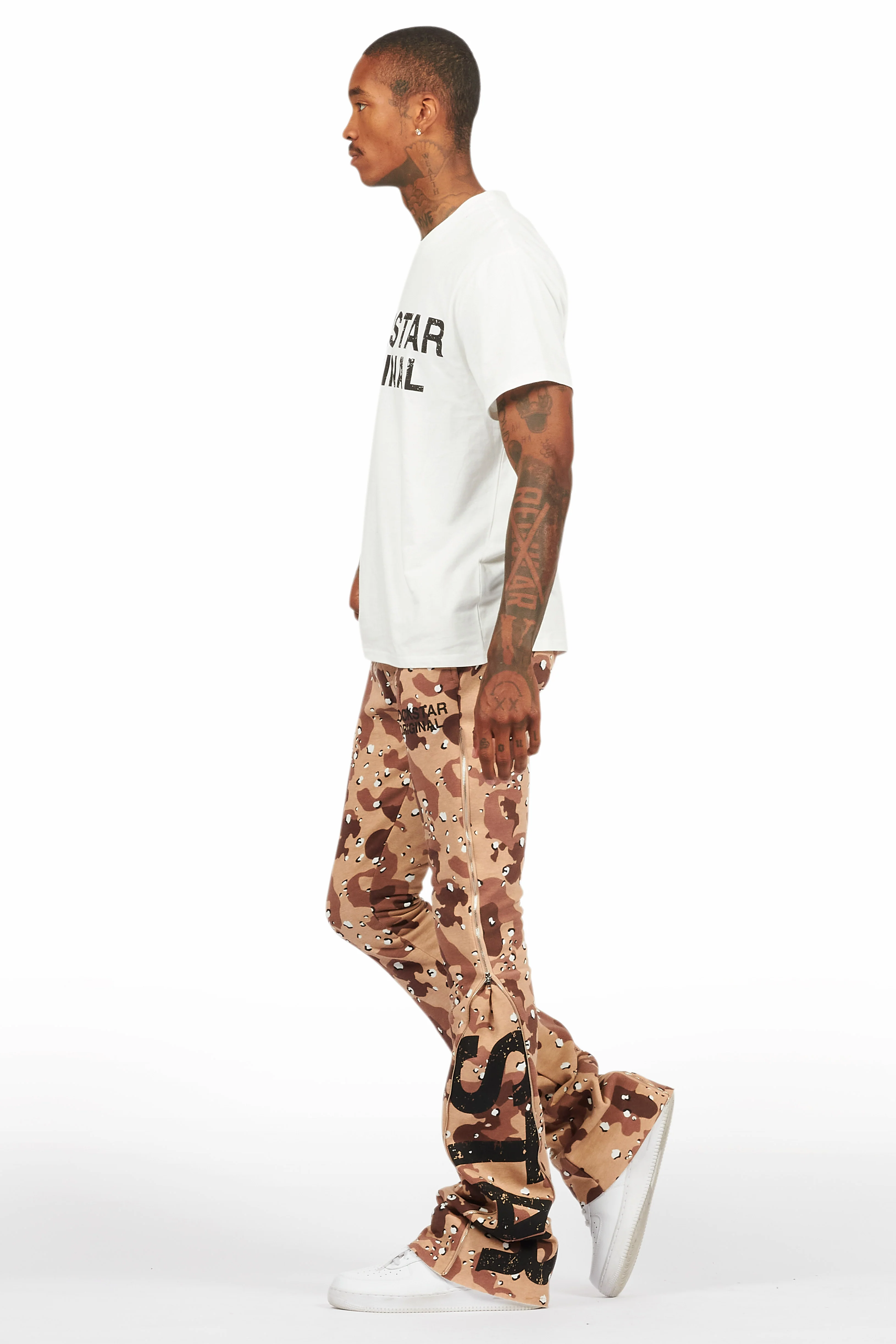 Deniska Desert Camo T-Shirt/Baggy Stacked Flare Track Set - Image 5