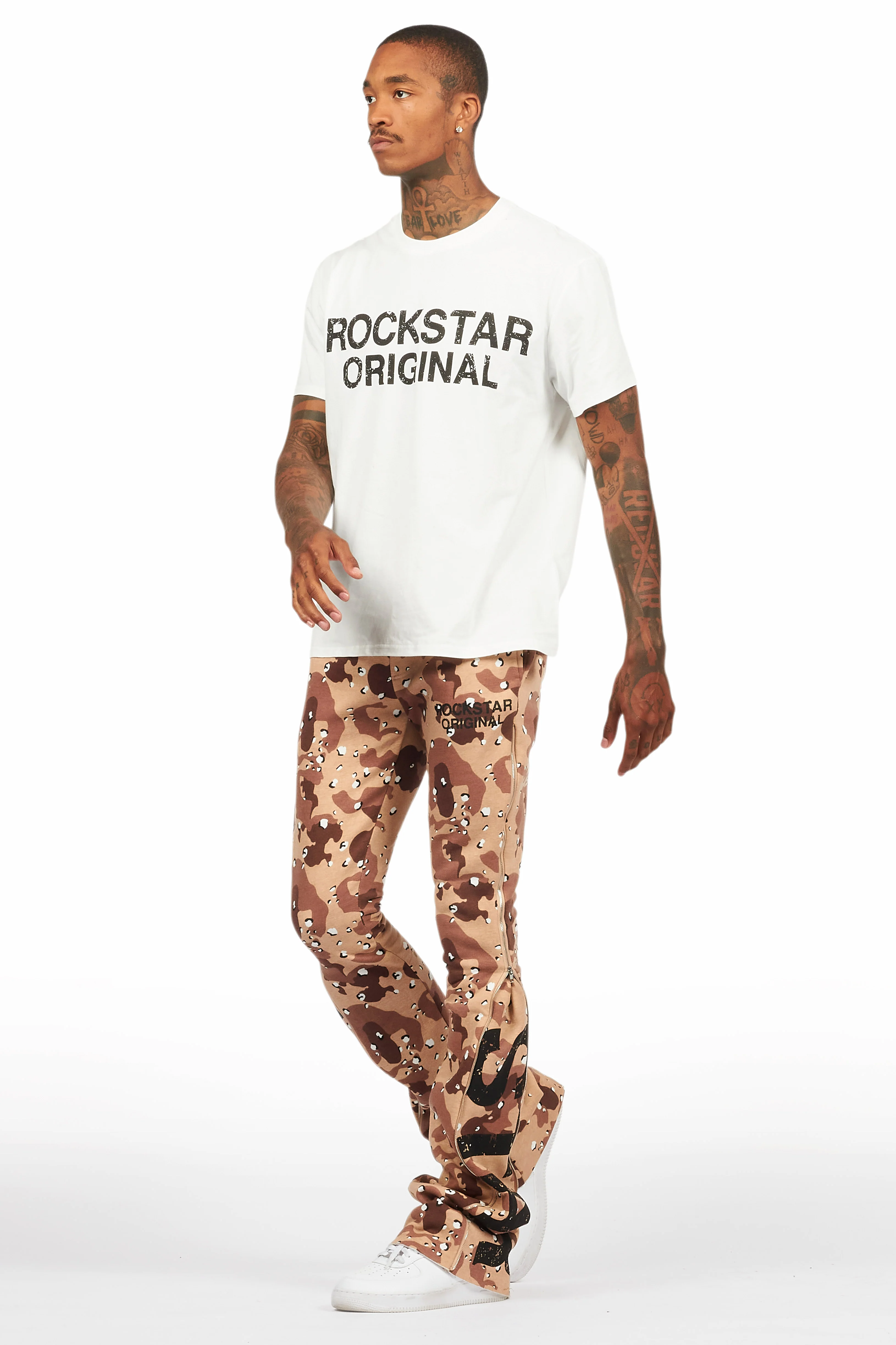 Deniska Desert Camo T-Shirt/Baggy Stacked Flare Track Set - Image 7