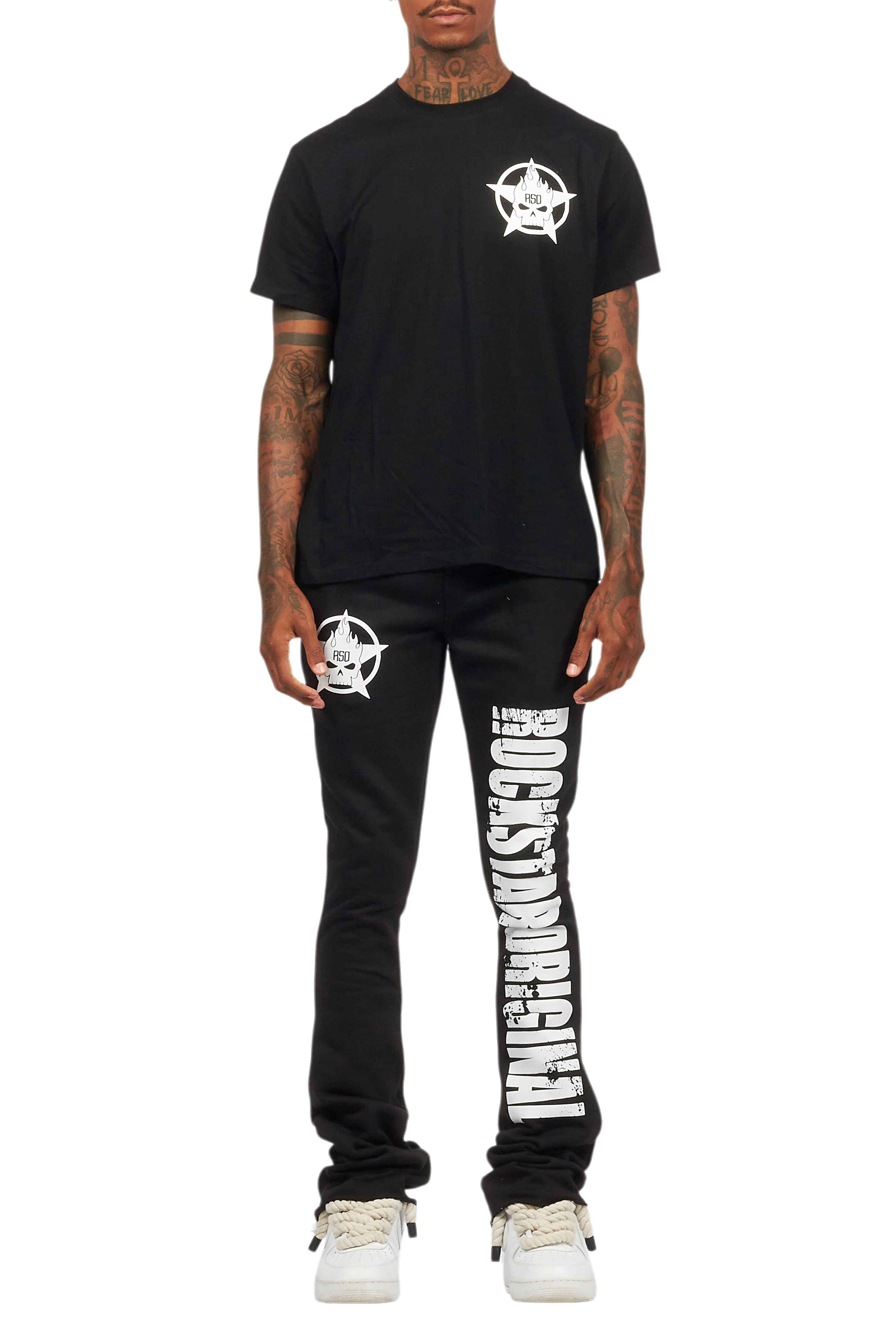 Keve Black T-Shirt Stacked Flare Track Set - Image 11