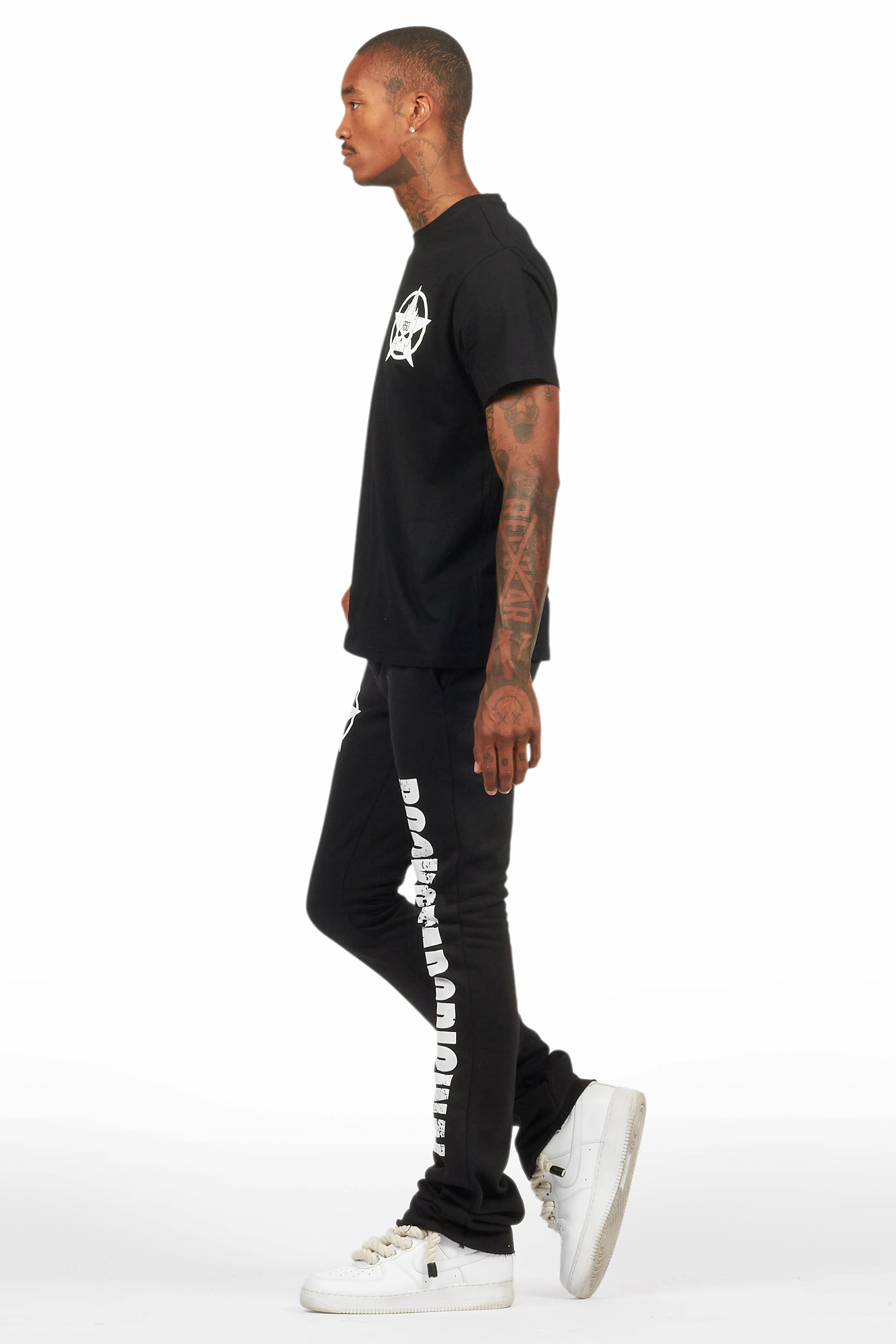 Keve Black T-Shirt Stacked Flare Track Set - Image 5