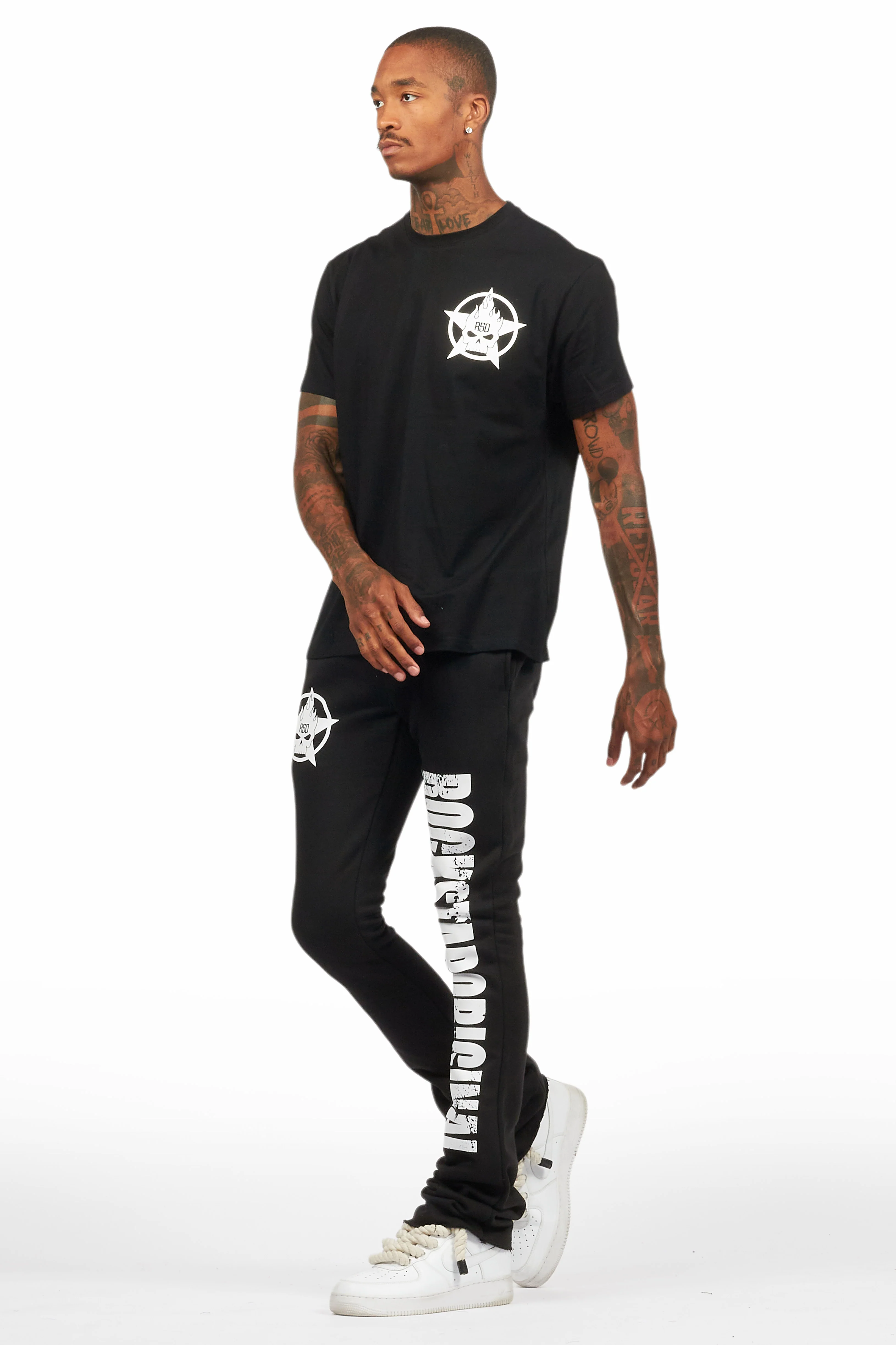 Keve Black T-Shirt Stacked Flare Track Set - Image 7