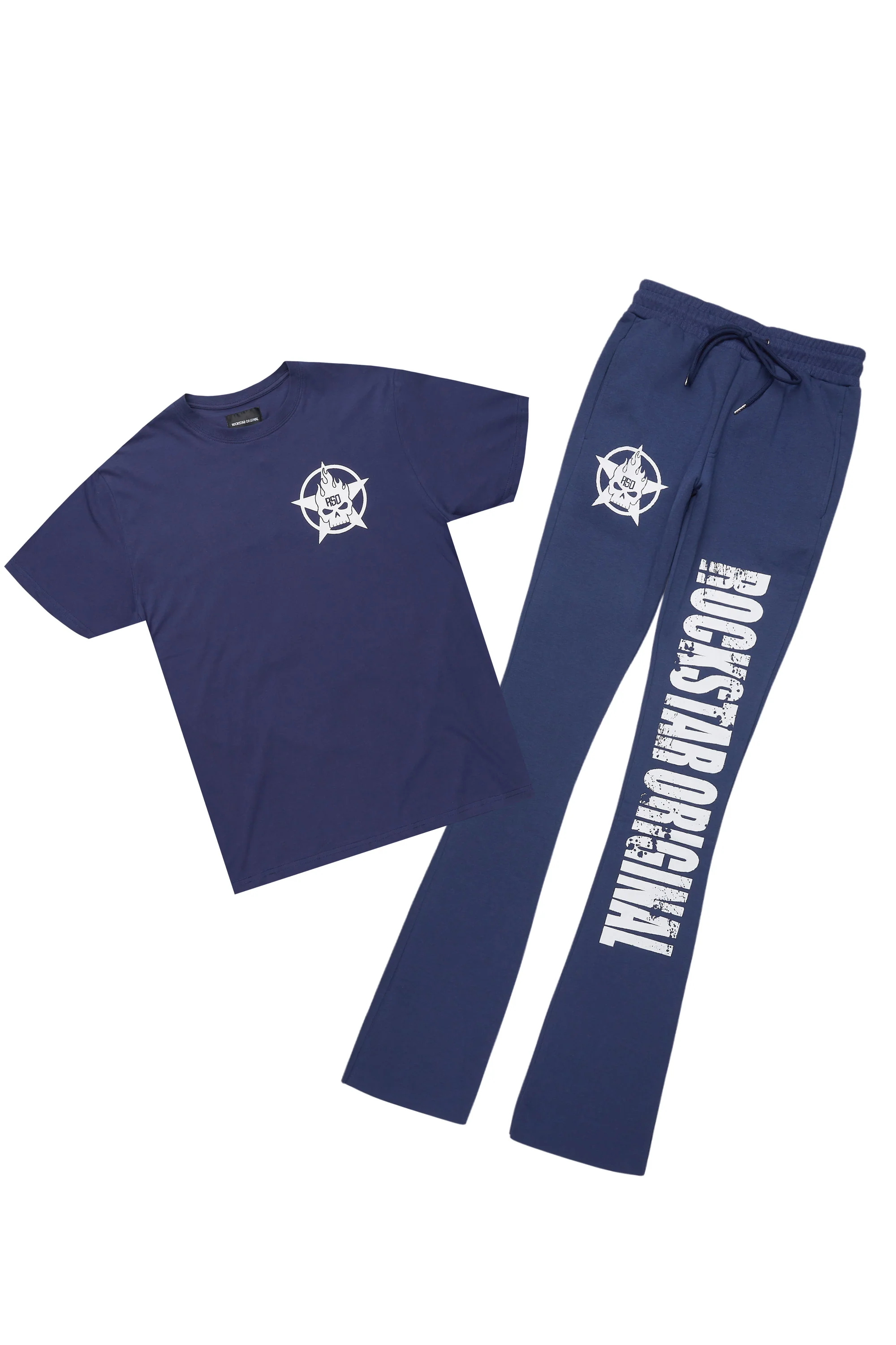 Keve Navy T-Shirt Stacked Flare Track Set