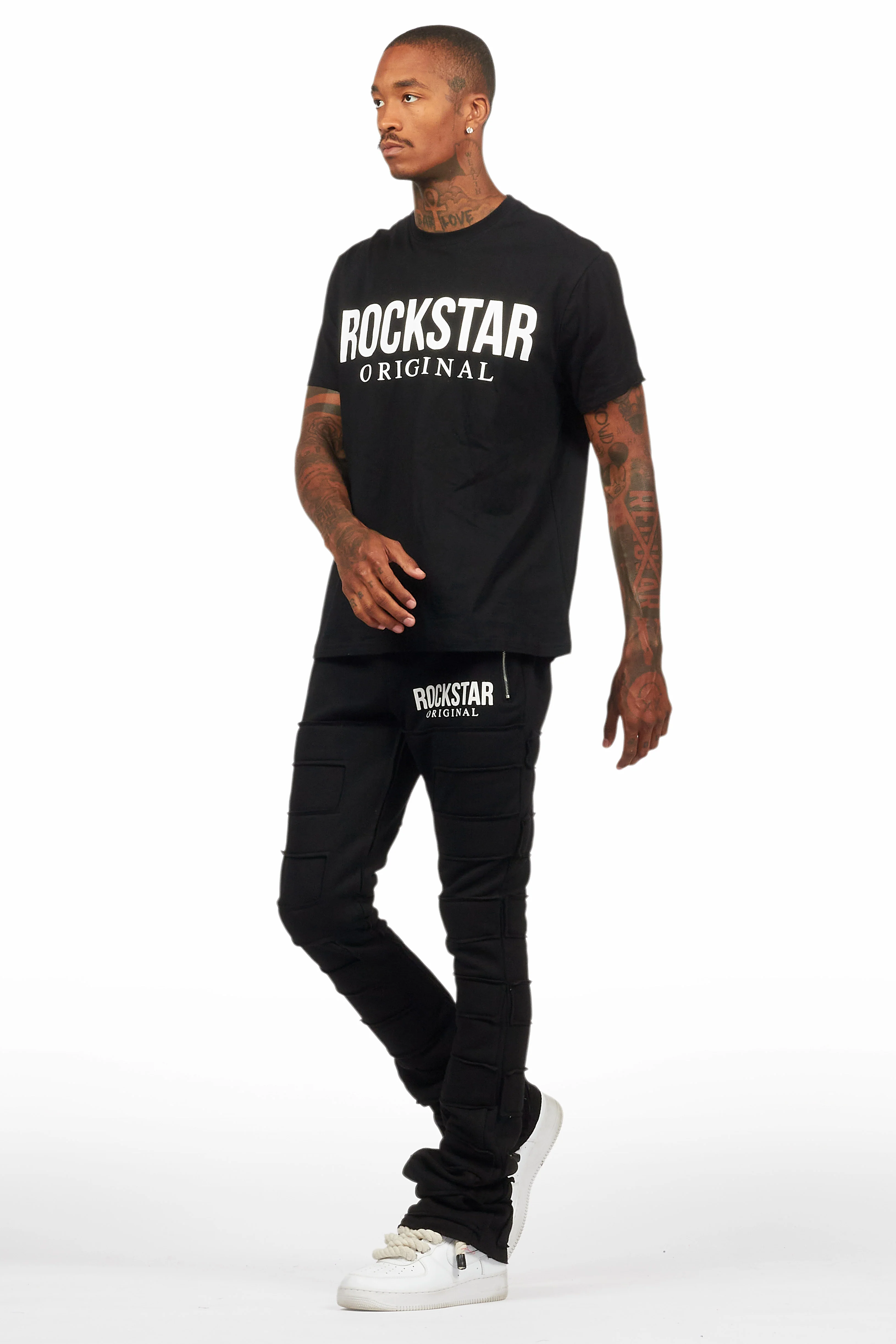 Emilio Black T-Shirt/Stacked Flare Track Set - Image 7