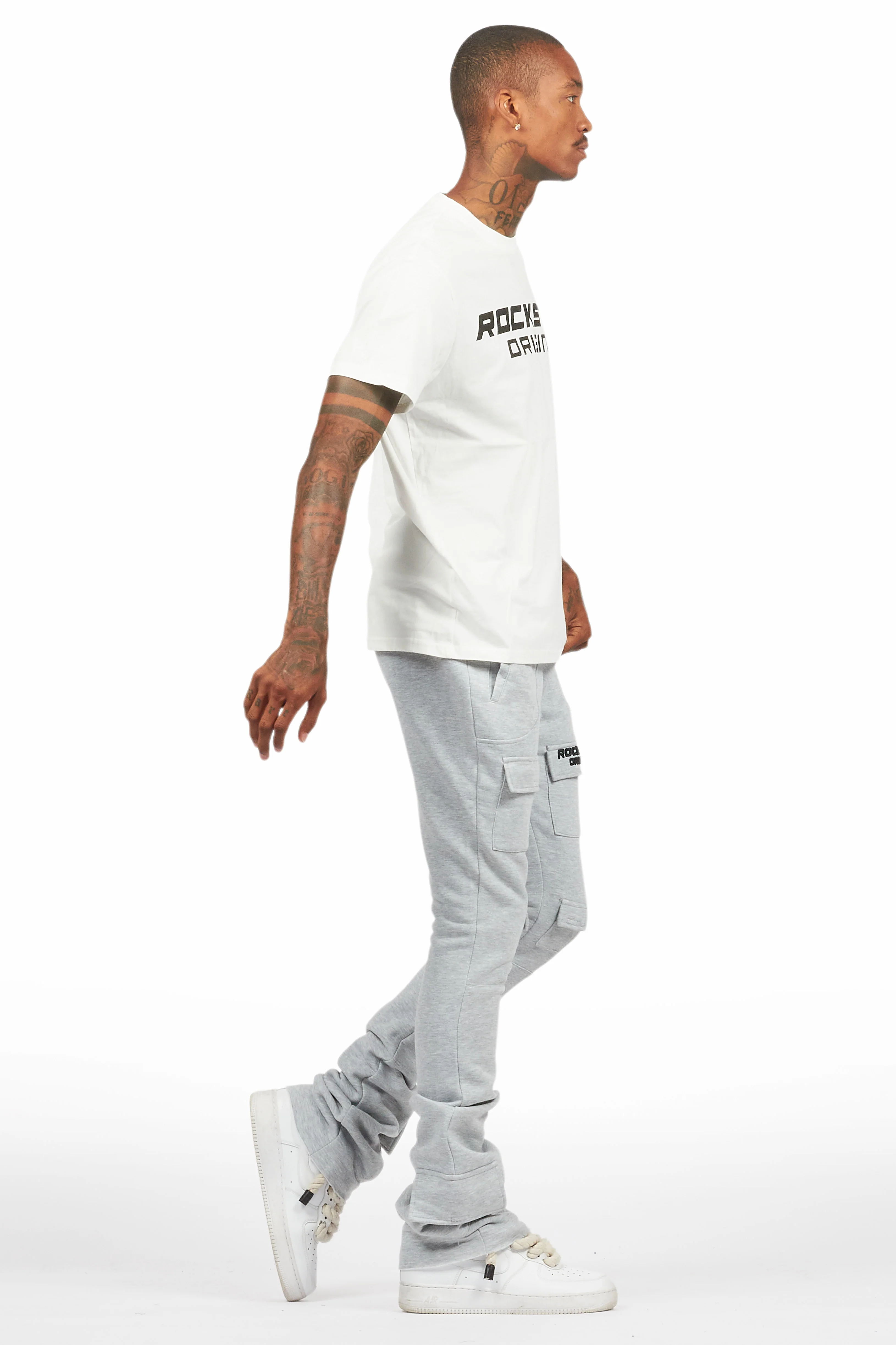 Connor Heather Grey T-Shirt/Stacked Flare Track Set - Image 3