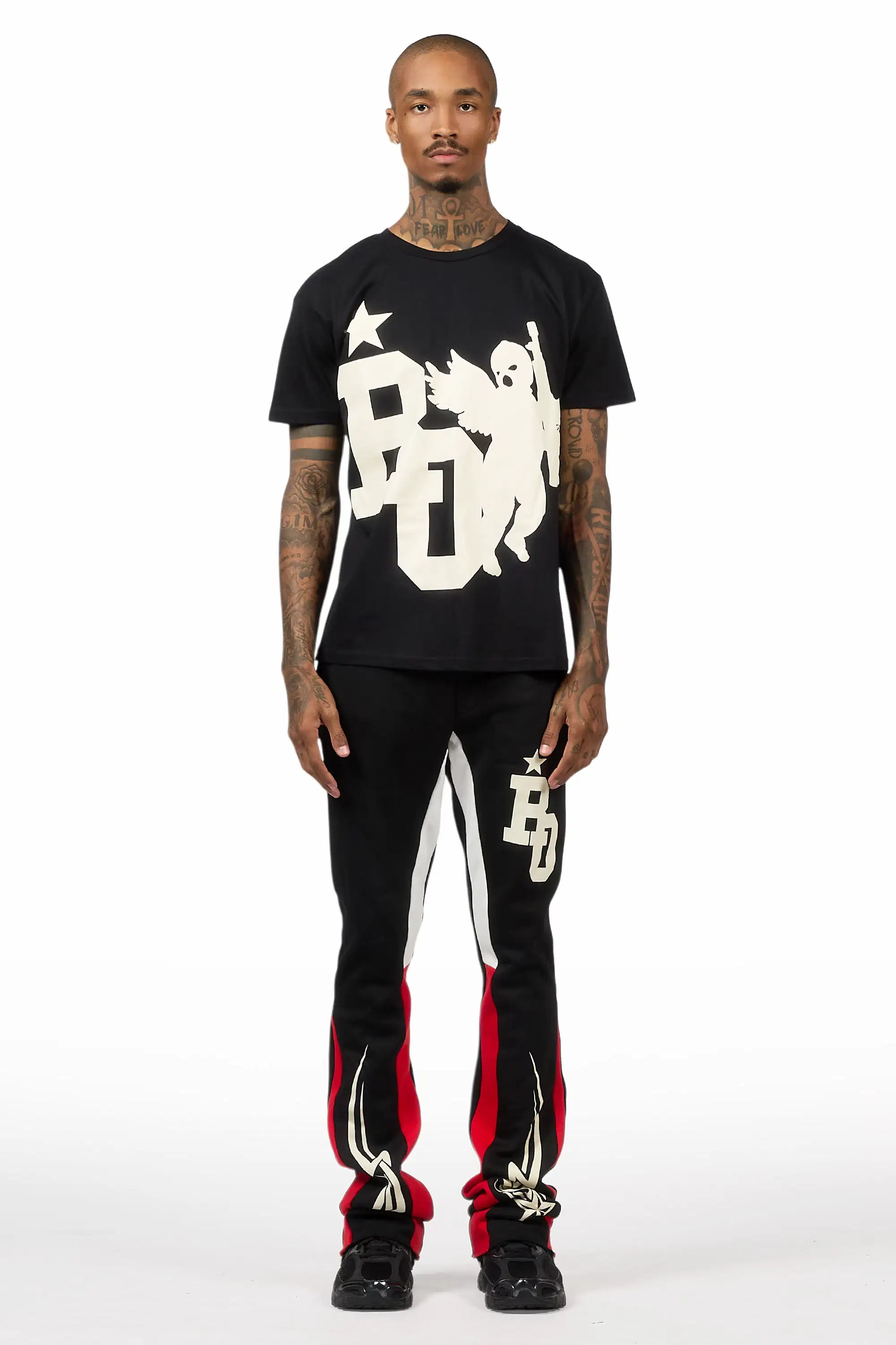 Pluton Black/Cream T-Shirt/Relaxed Track Set - Image 5