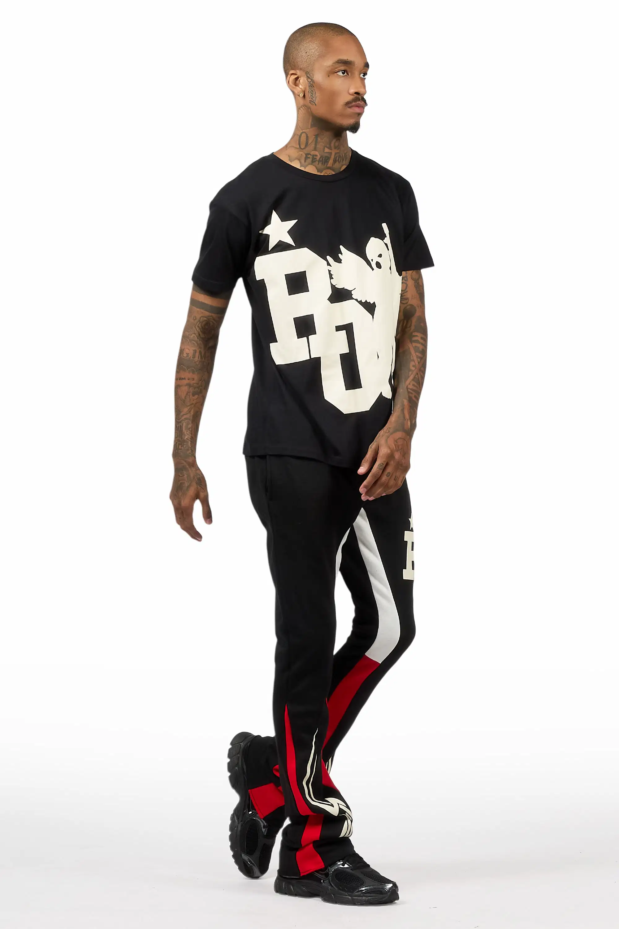 Pluton Black/Cream T-Shirt/Relaxed Track Set - Image 6