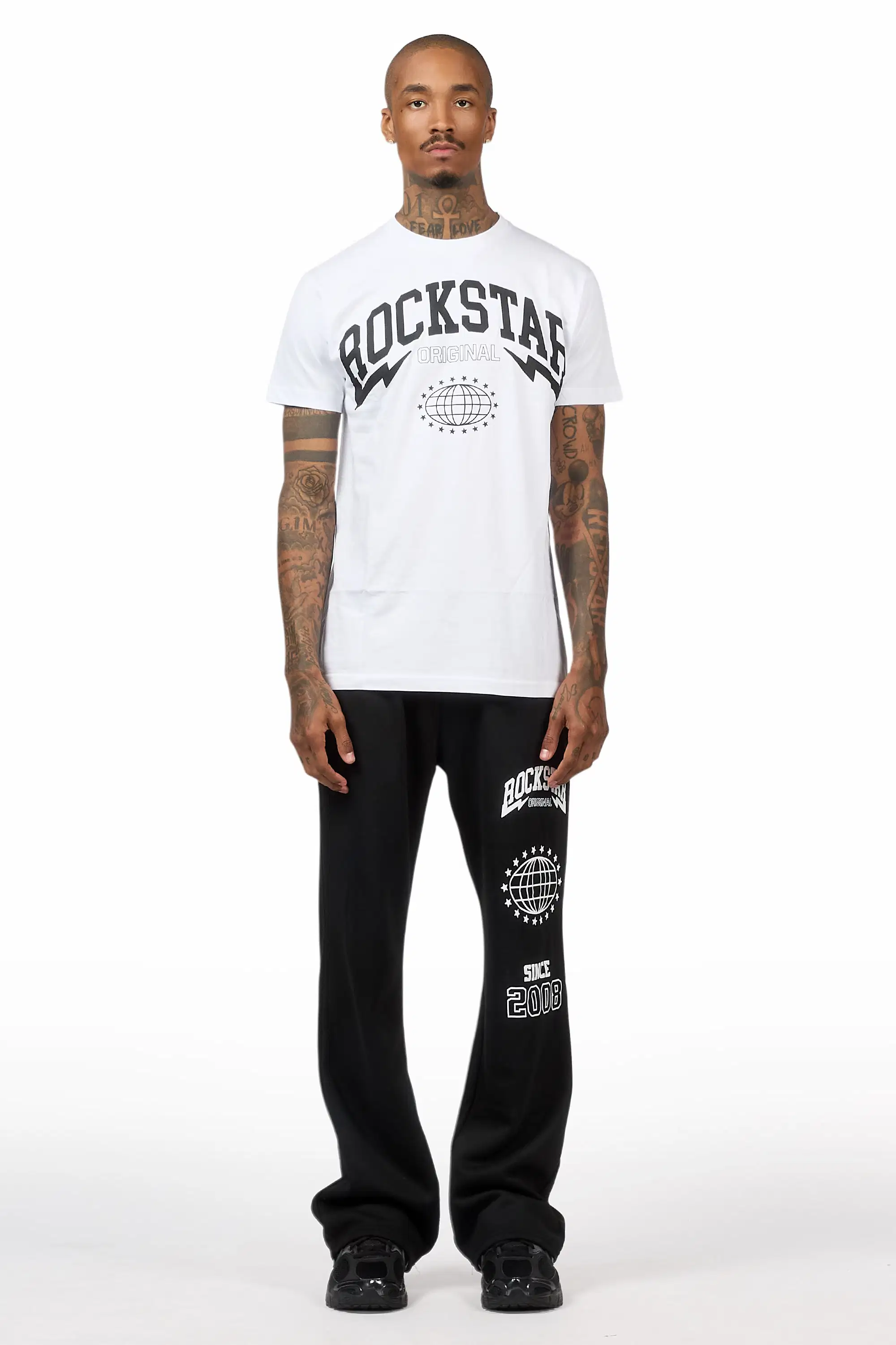 Stori White/Black T-Shirt/Relaxed Track Set - Image 2