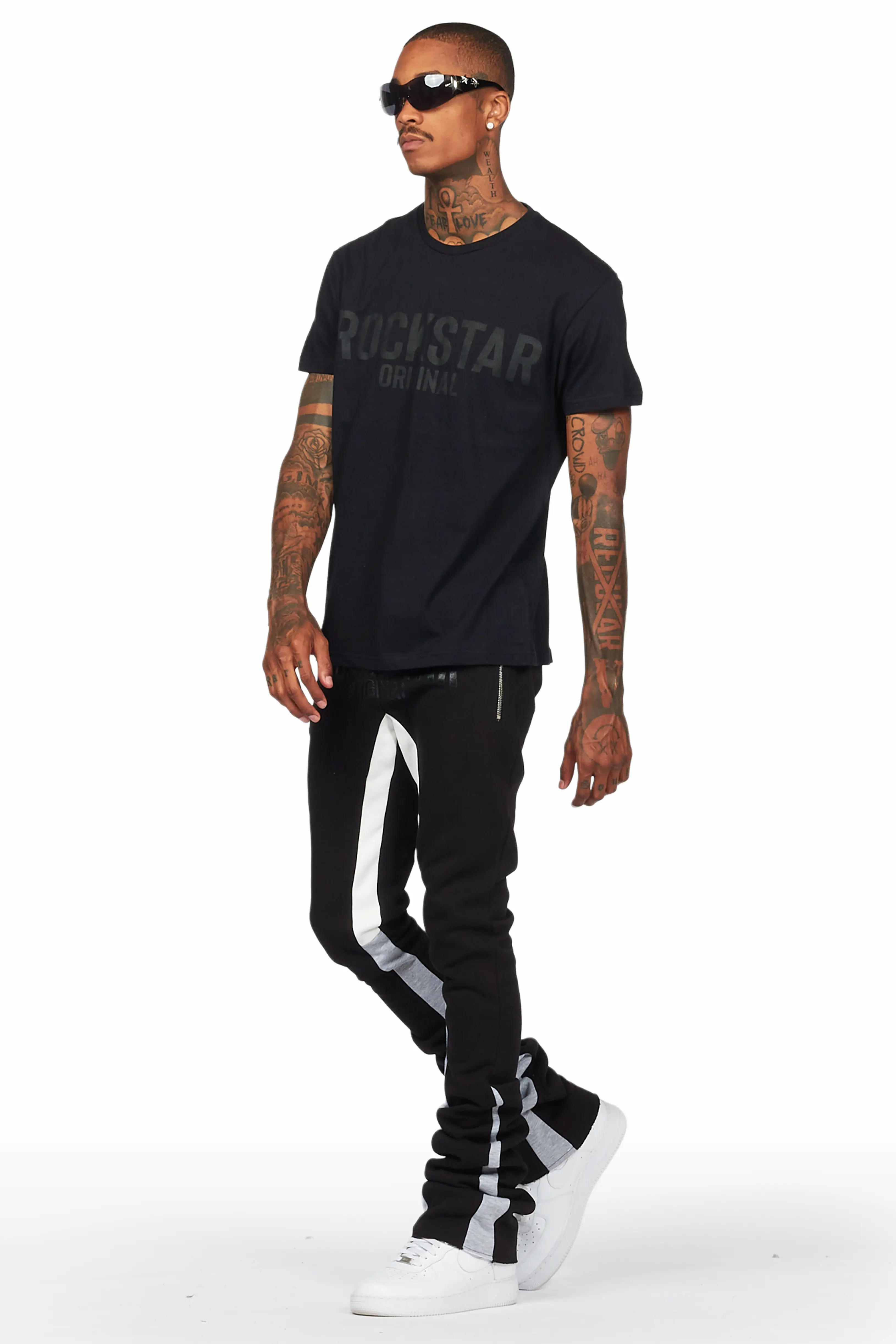 Sana Black T-Shirt/Super Stacked Track Set - Image 5