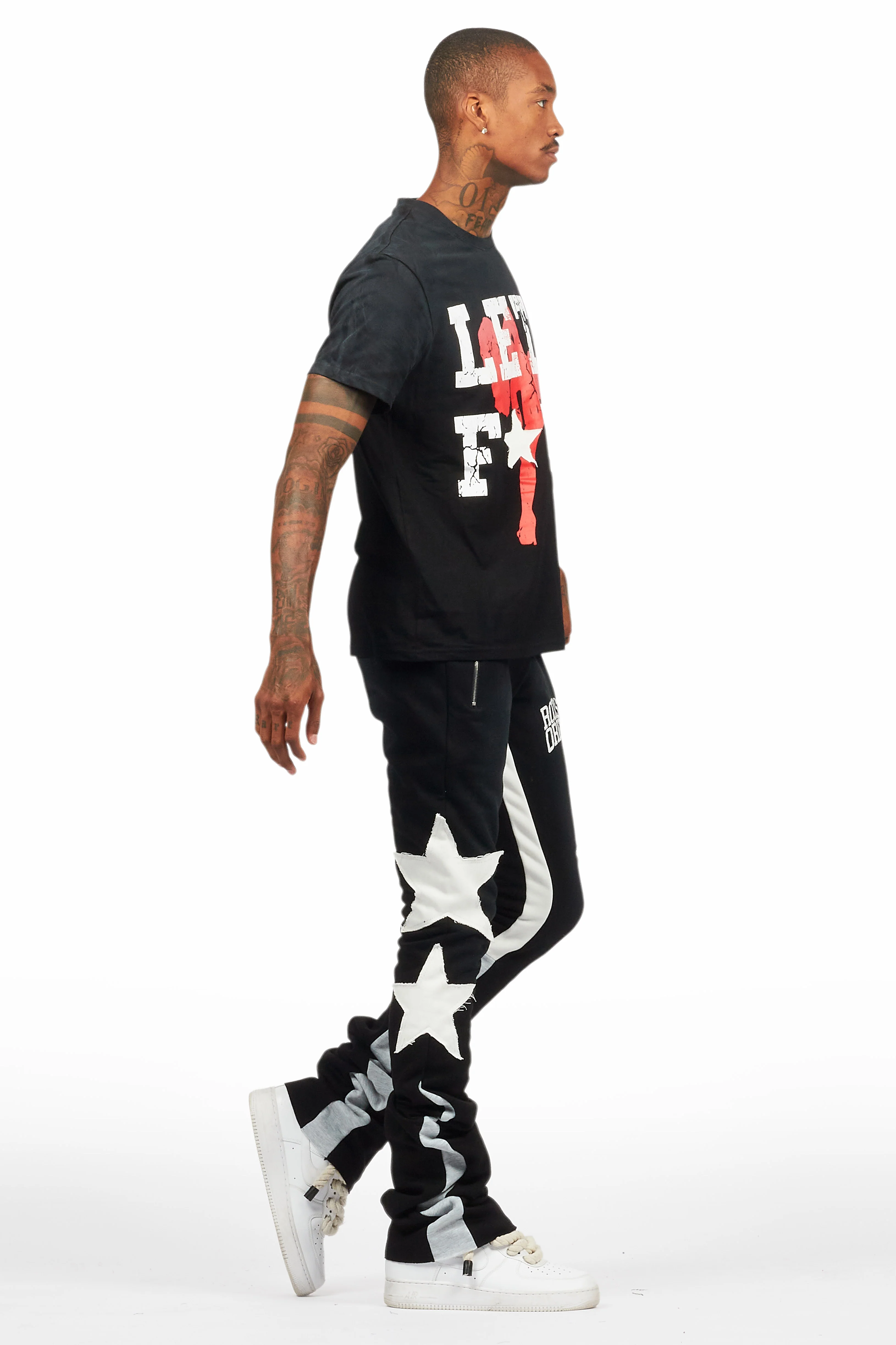 Pacino Black/Grey T-Shirt/Stacked Flare Track Set - Image 3