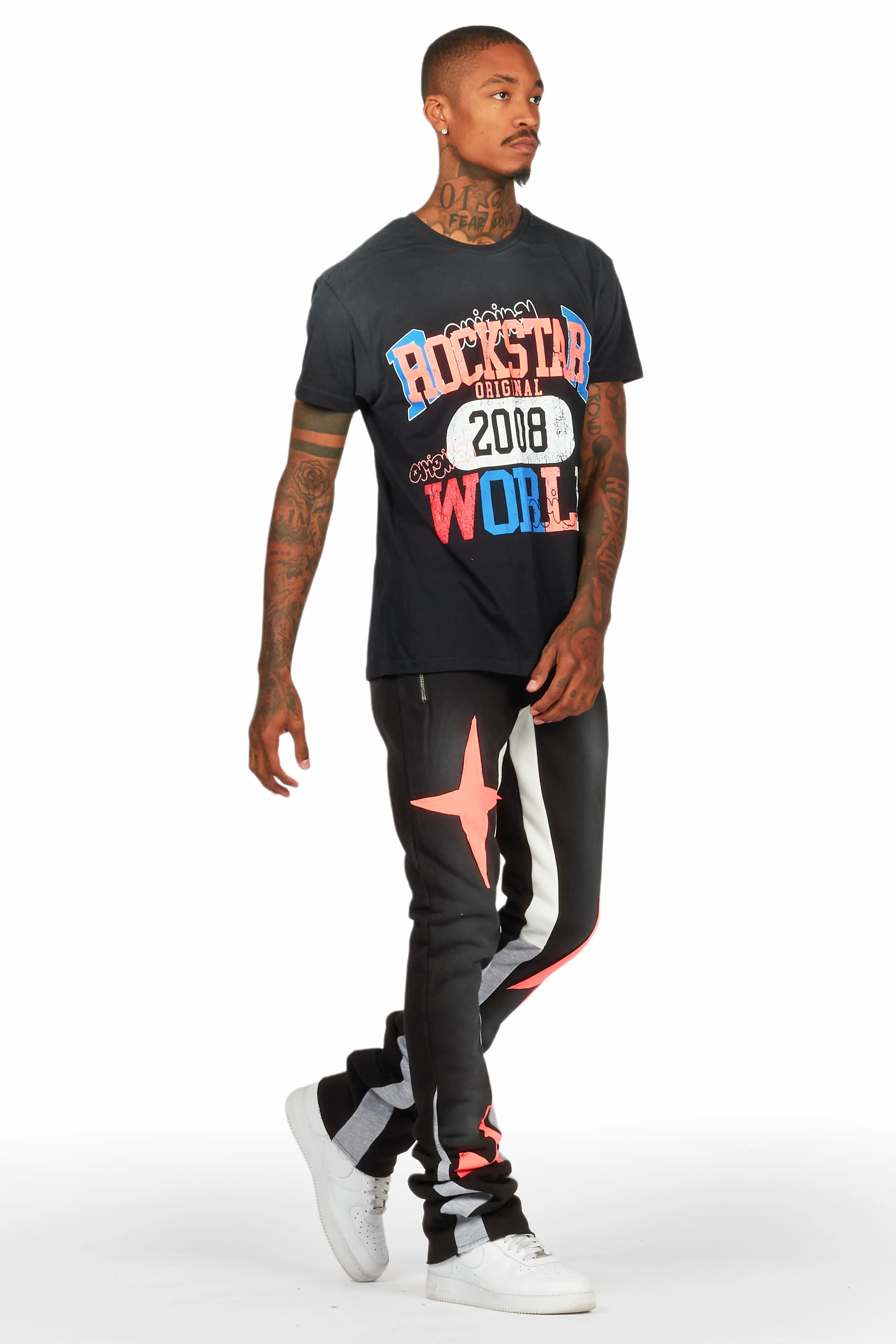 Lemar Black T-Shirt/Super Stacked Flare Track Set - Image 6