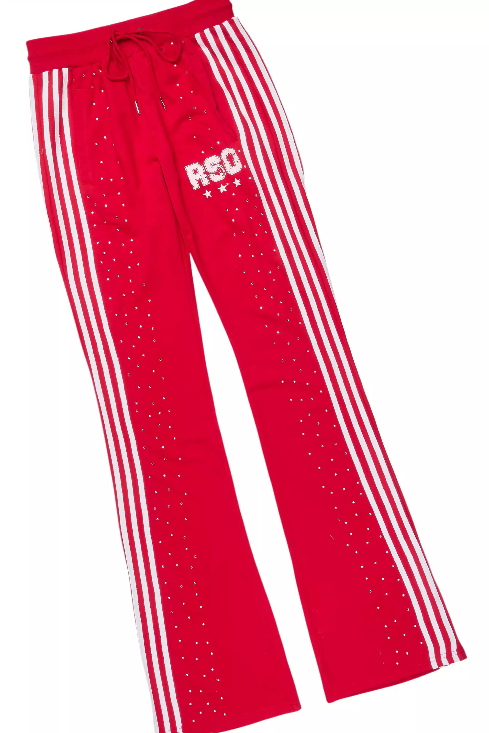 Tylla Red Rhinestone T-Shirt/Baggy Stacked Track Set - Image 9