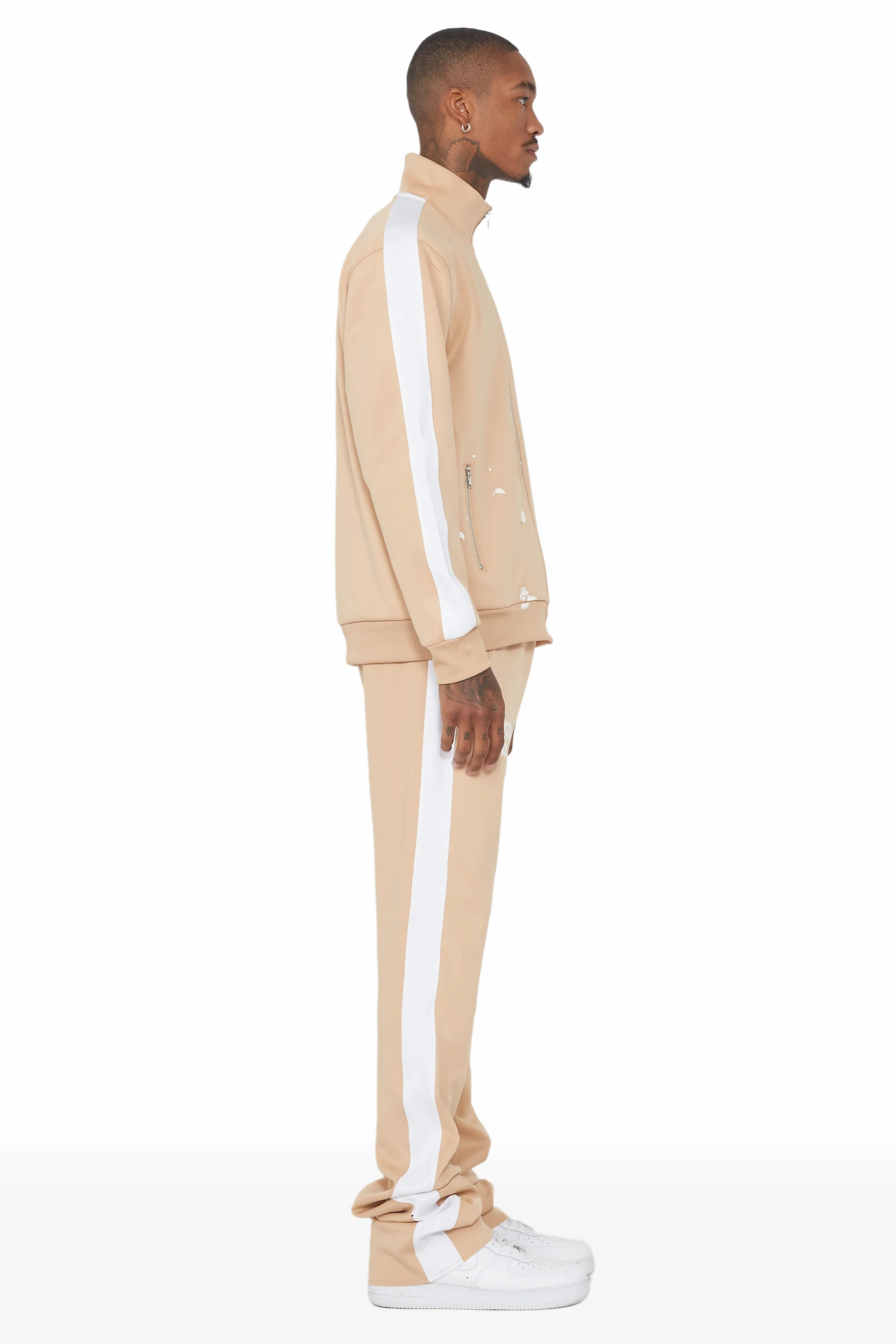 Raffer Beige/White Super Stacked Tricot Track Set - Image 4