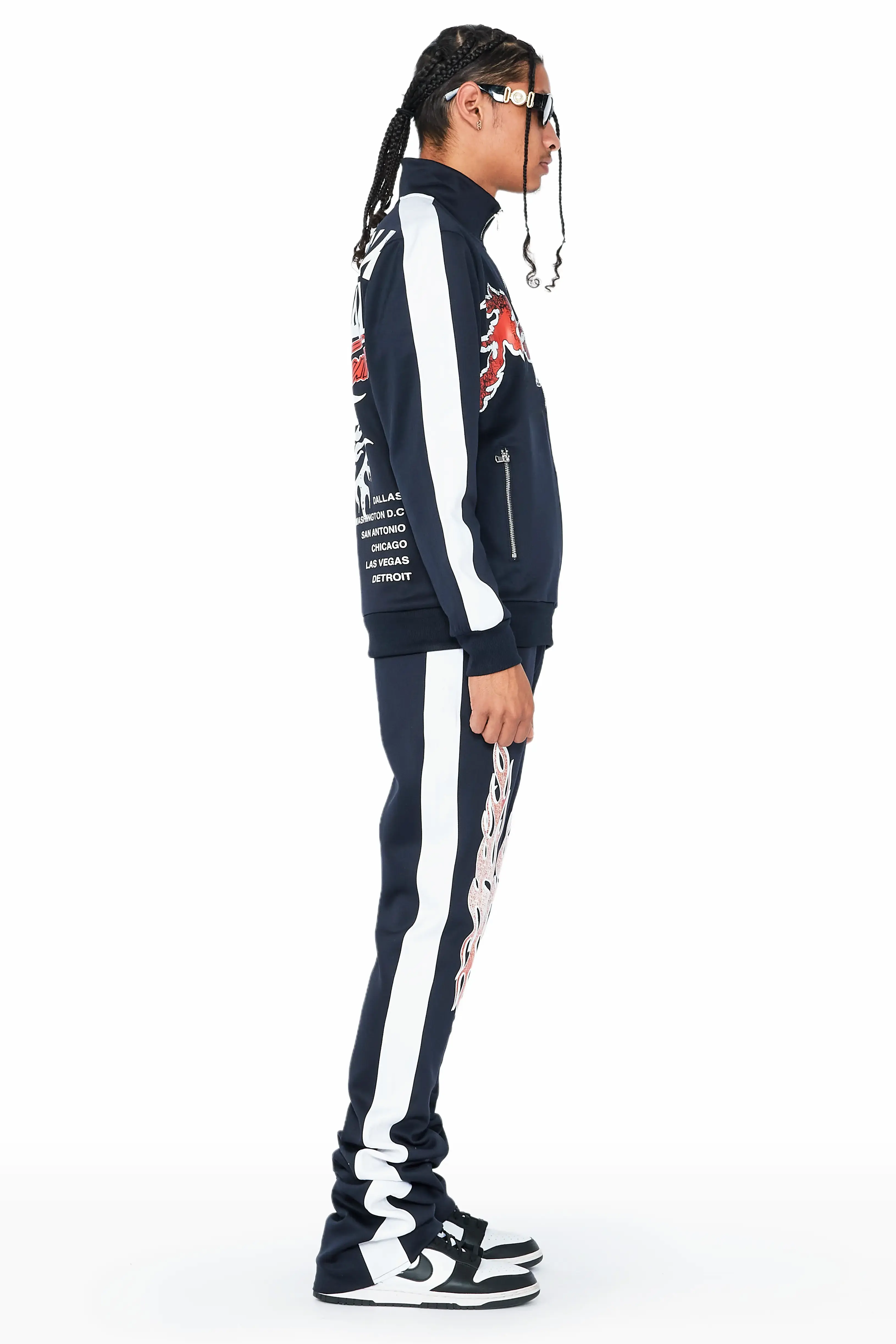 Yash Black Tricot Stacked Flare Track Set - Image 3