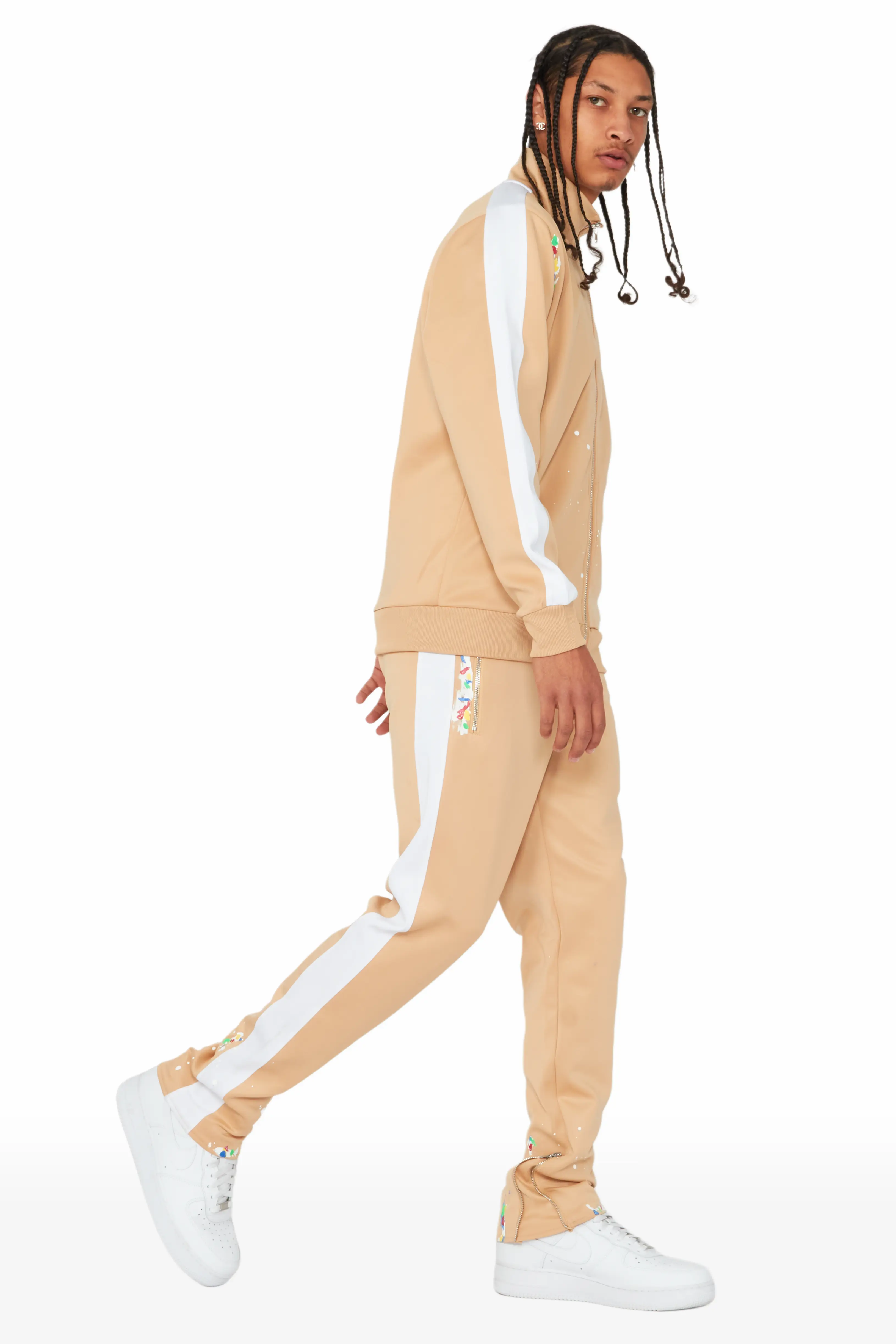 Rockstar Art Dist. Beige Tricot Slim Fit Track Set - Image 4