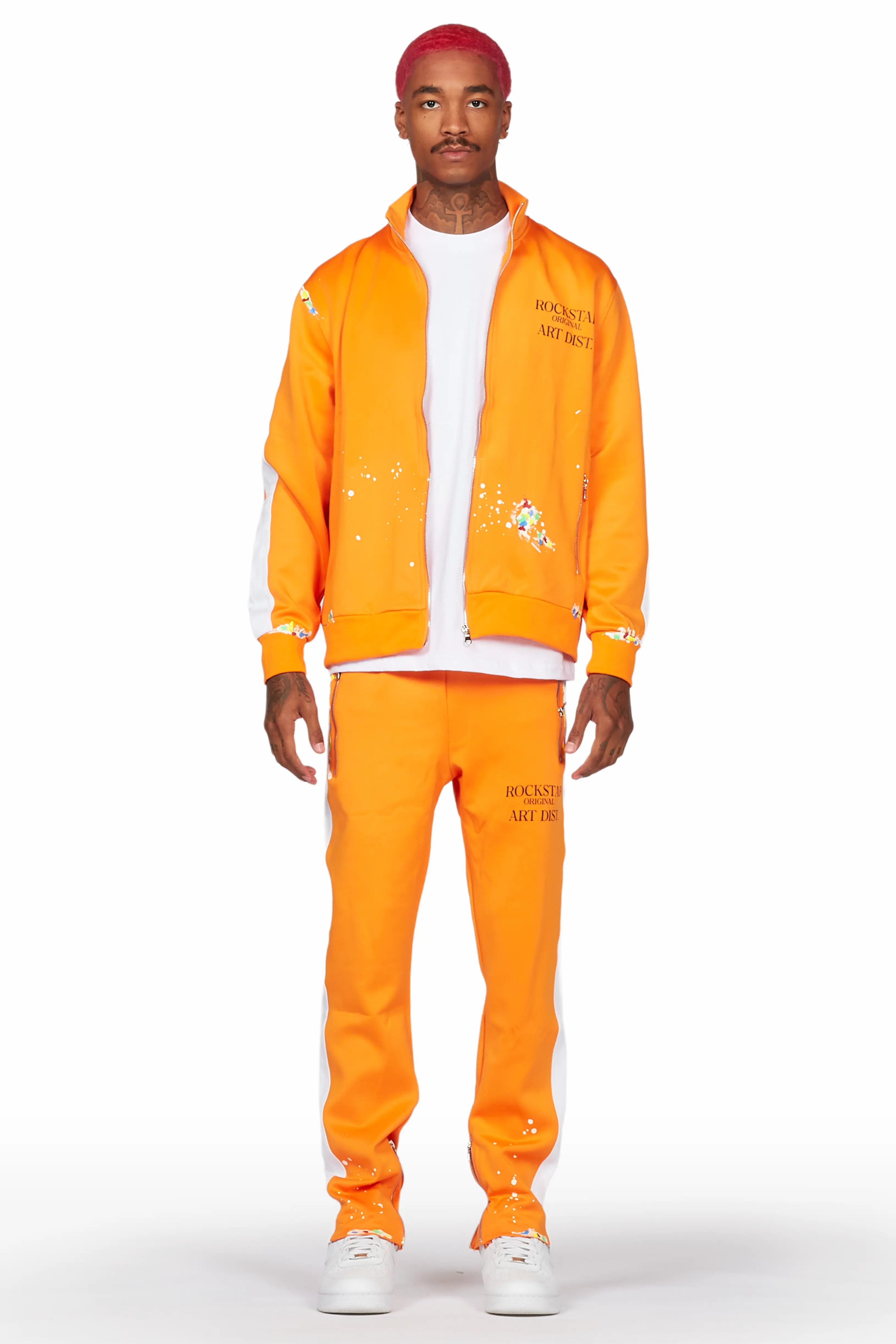 Rockstar Art Dist. Orange Tricot Slim Fit Track Set - Image 2