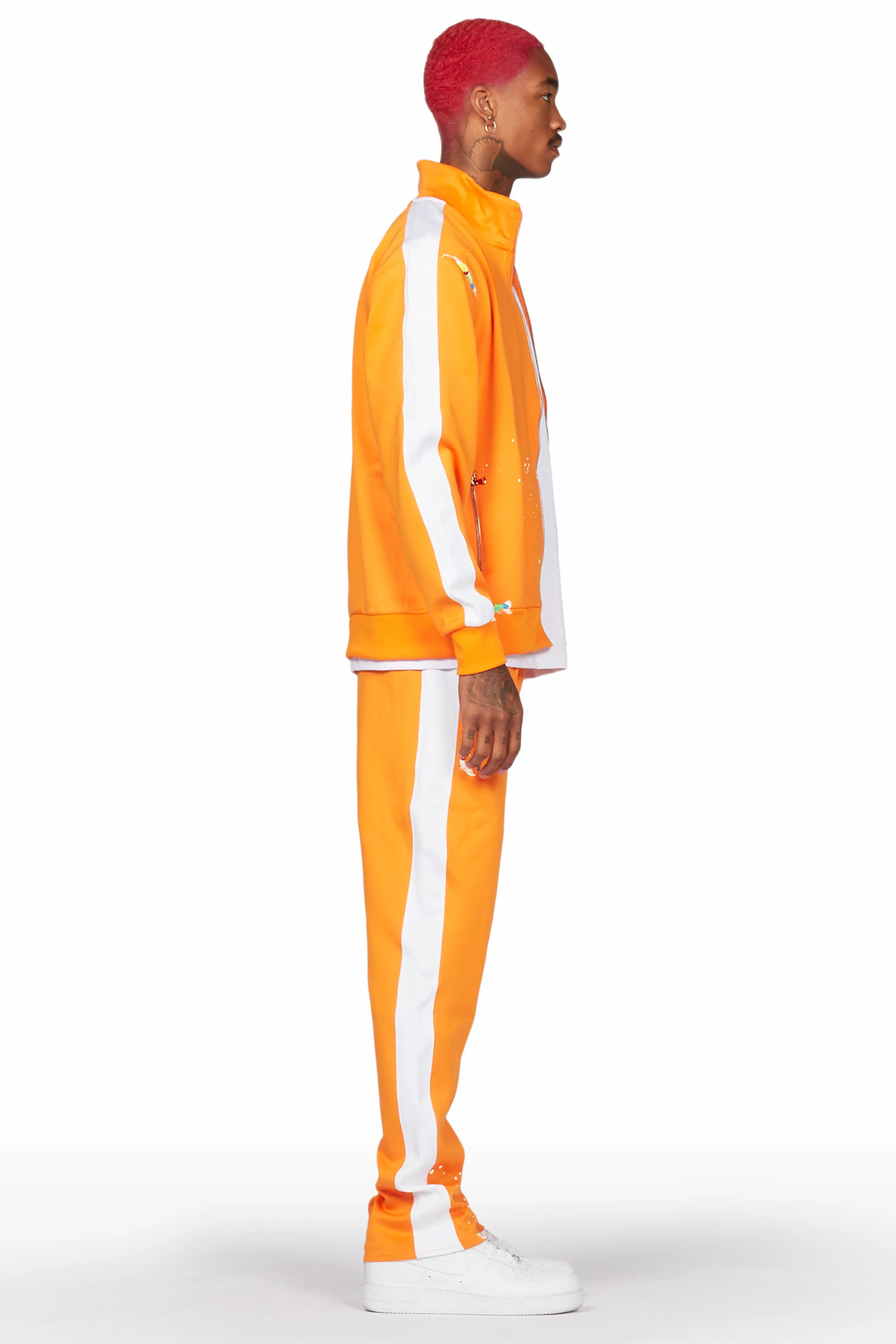Rockstar Art Dist. Orange Tricot Slim Fit Track Set - Image 3