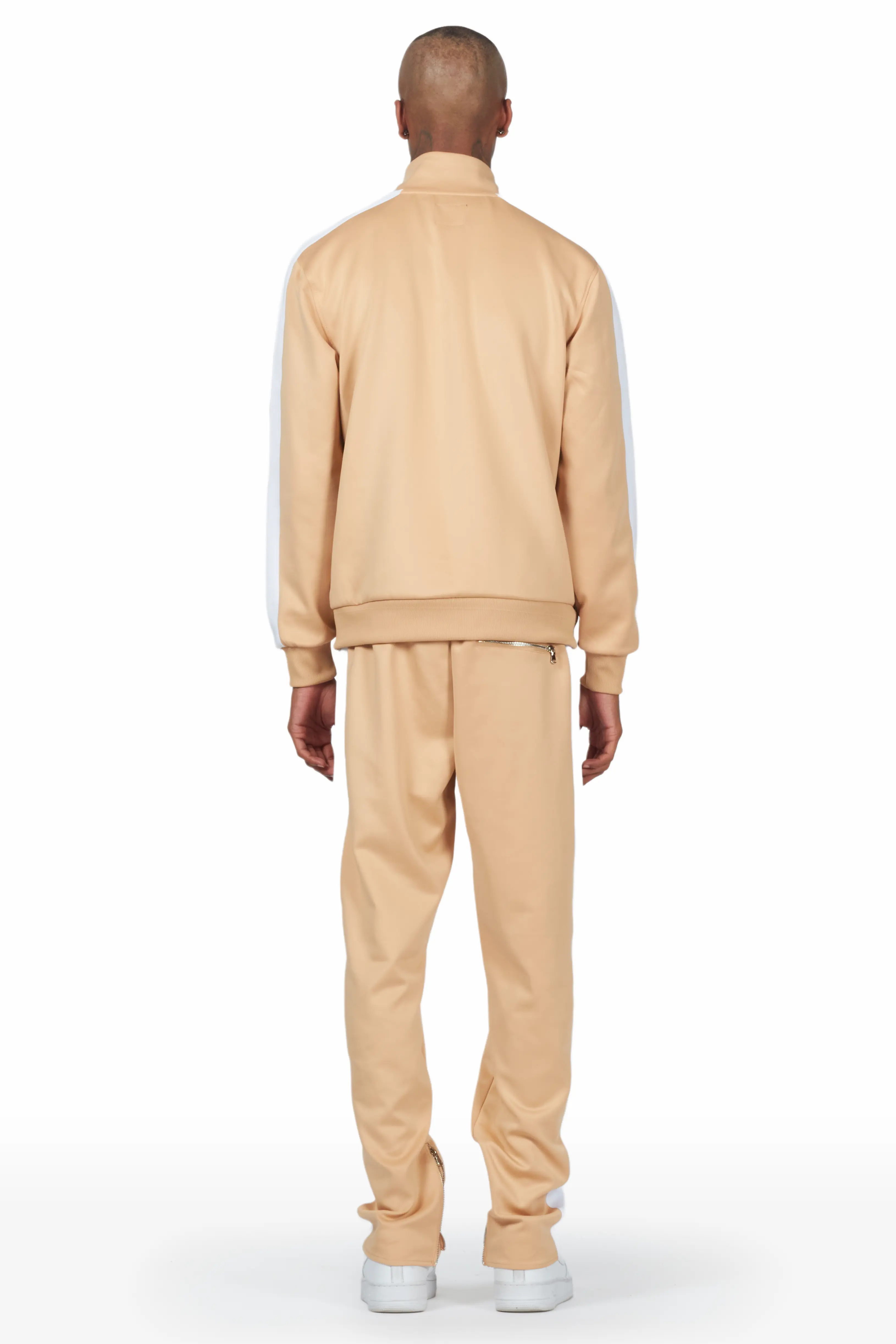 Warblen Beige Tricot Slim Fit Track Set - Image 4