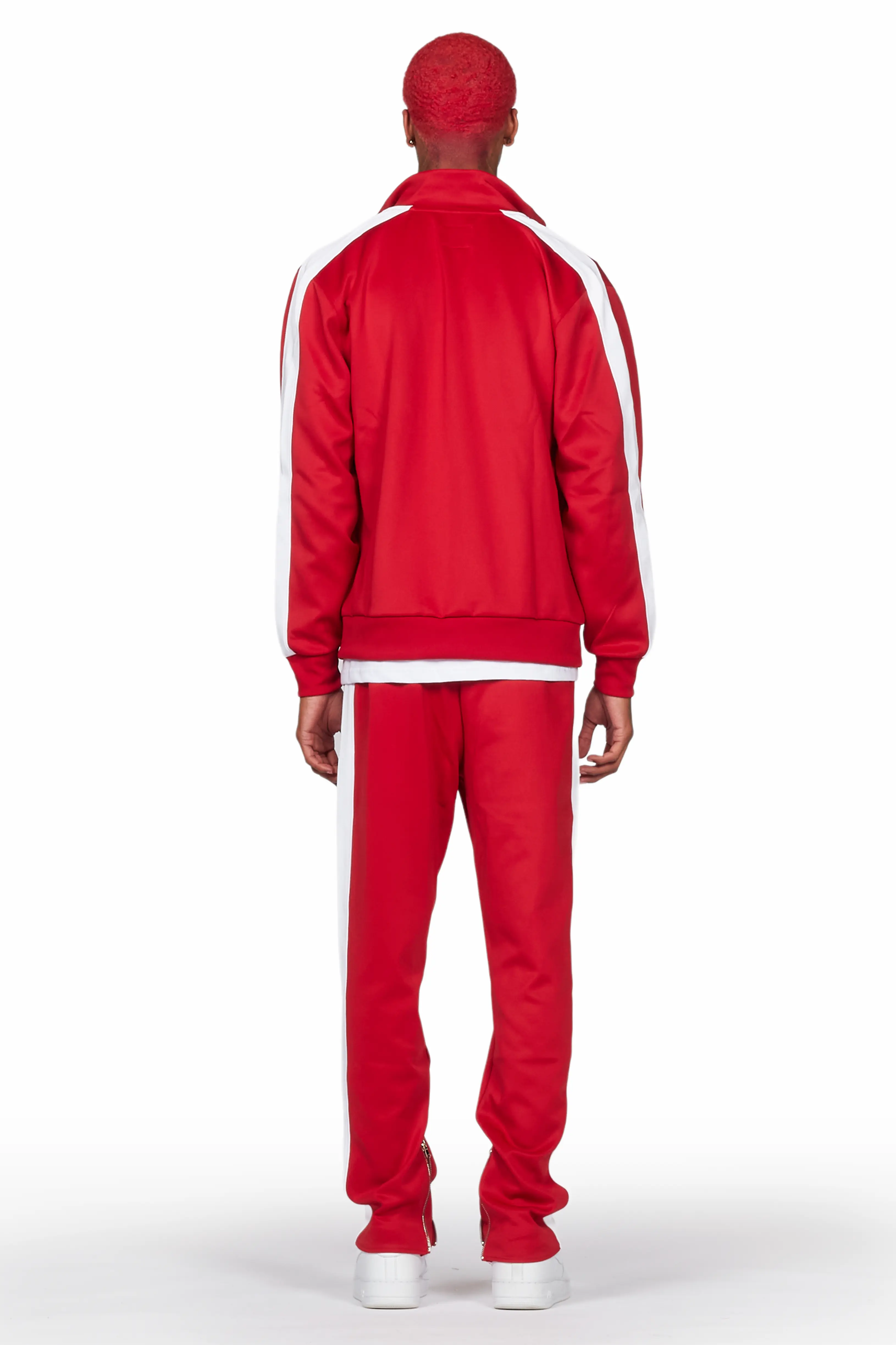 Warblen Red Tricot Slim Fit Track Set - Image 5