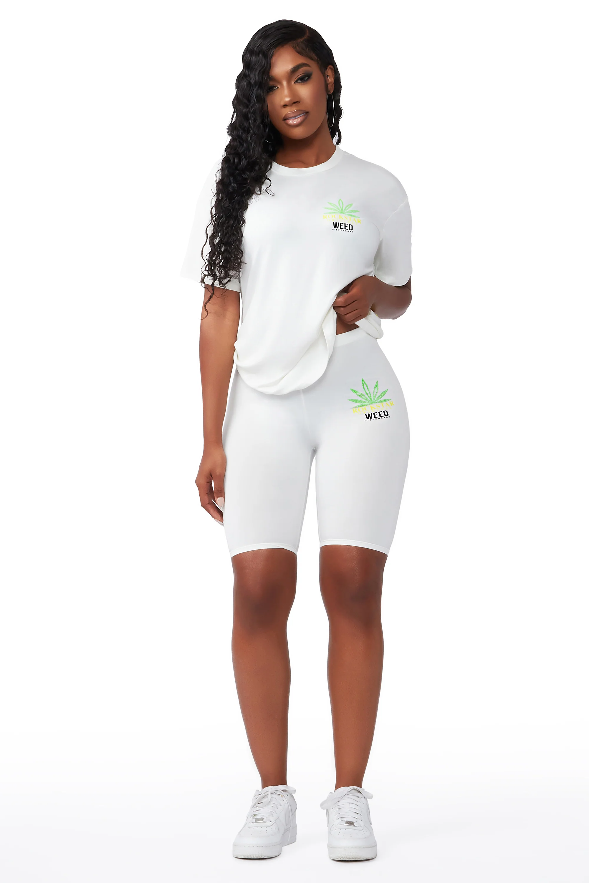 High Like Me White Bike Short Set - Image 3