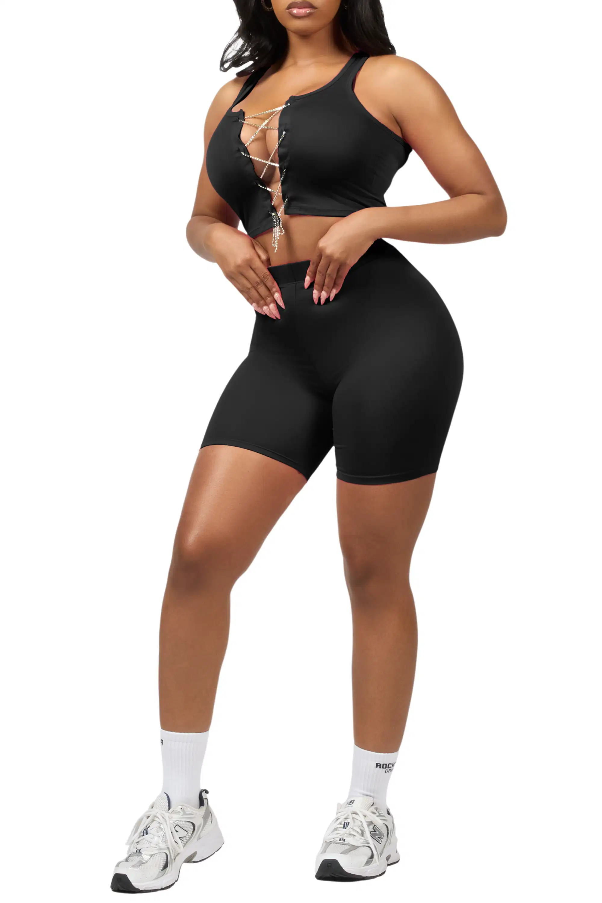 Mishauna Black Rhinestone Bike Short Set - Image 5
