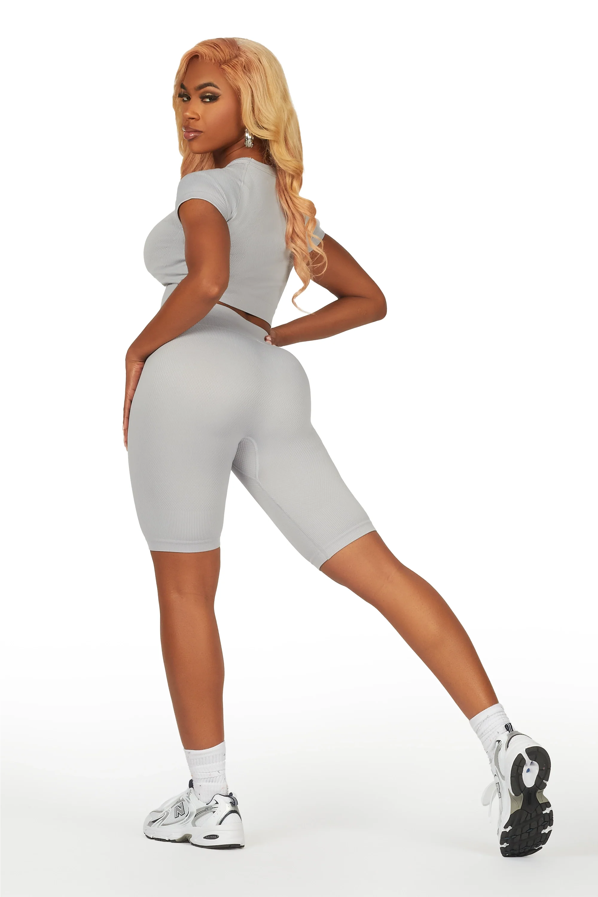 Jaelyn Grey Bike Short Set - Image 5