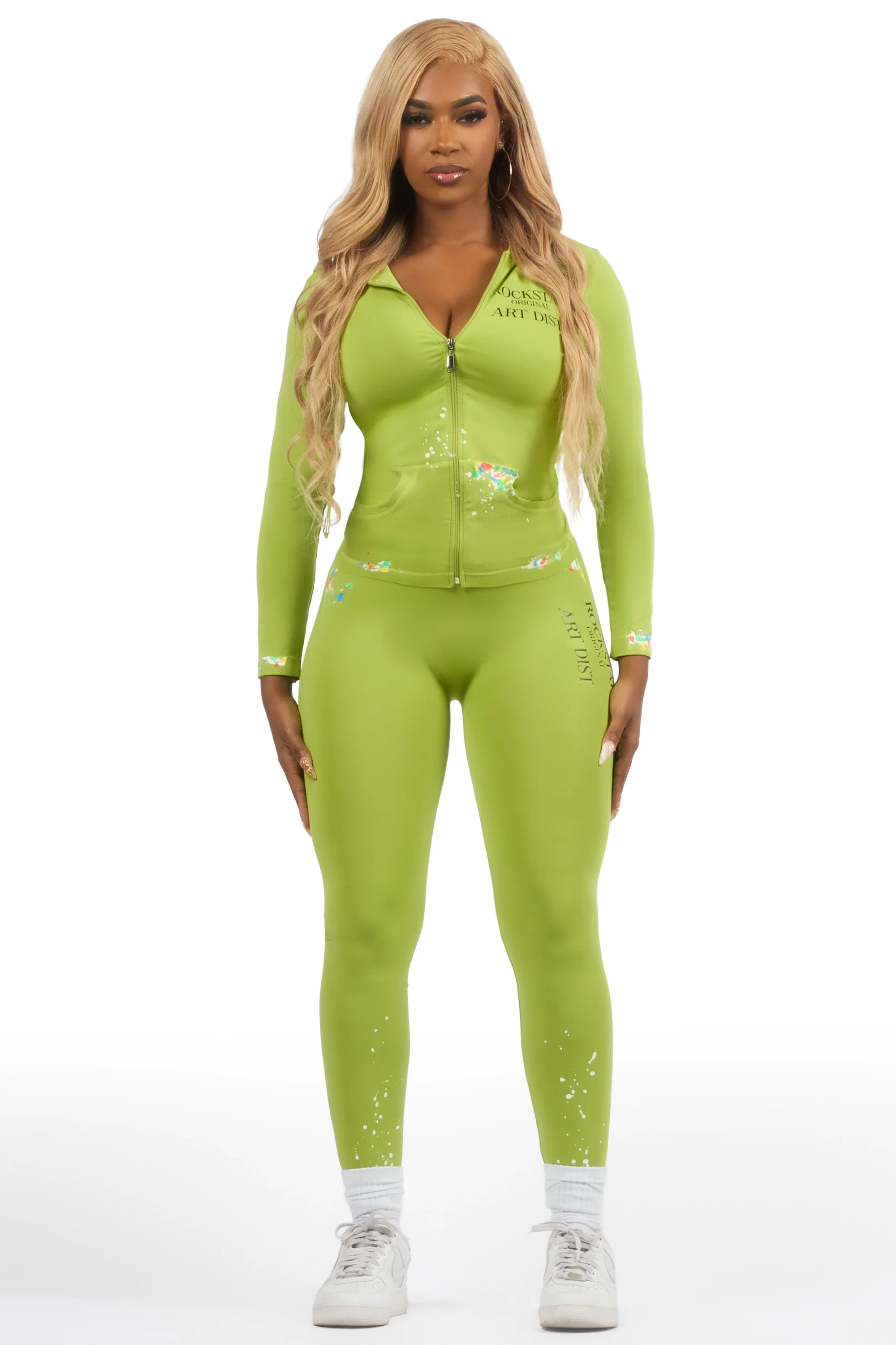 Kelci Neon Green Painted Active Set - Image 2