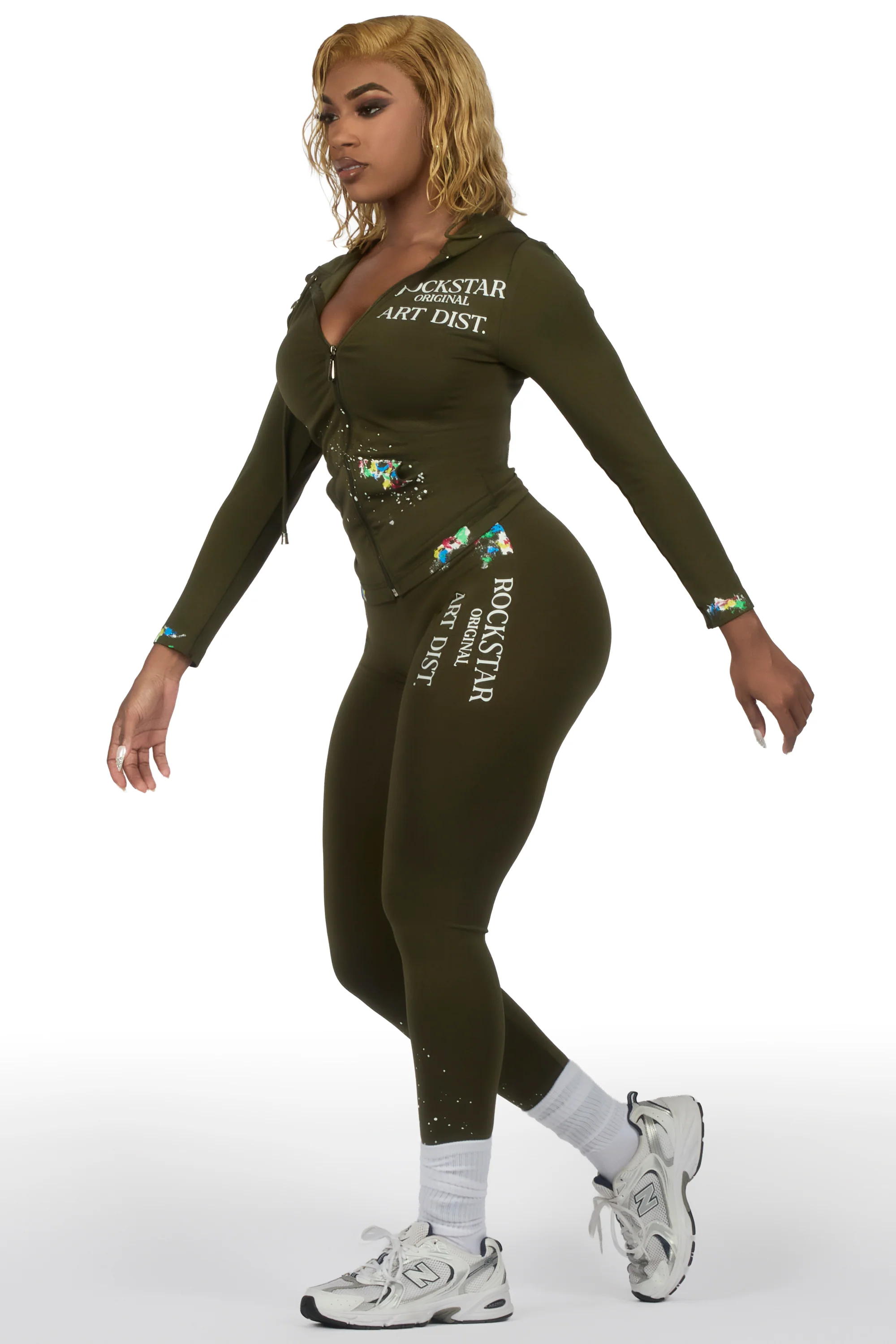 Kelci Olive Painted Active Set - Image 3