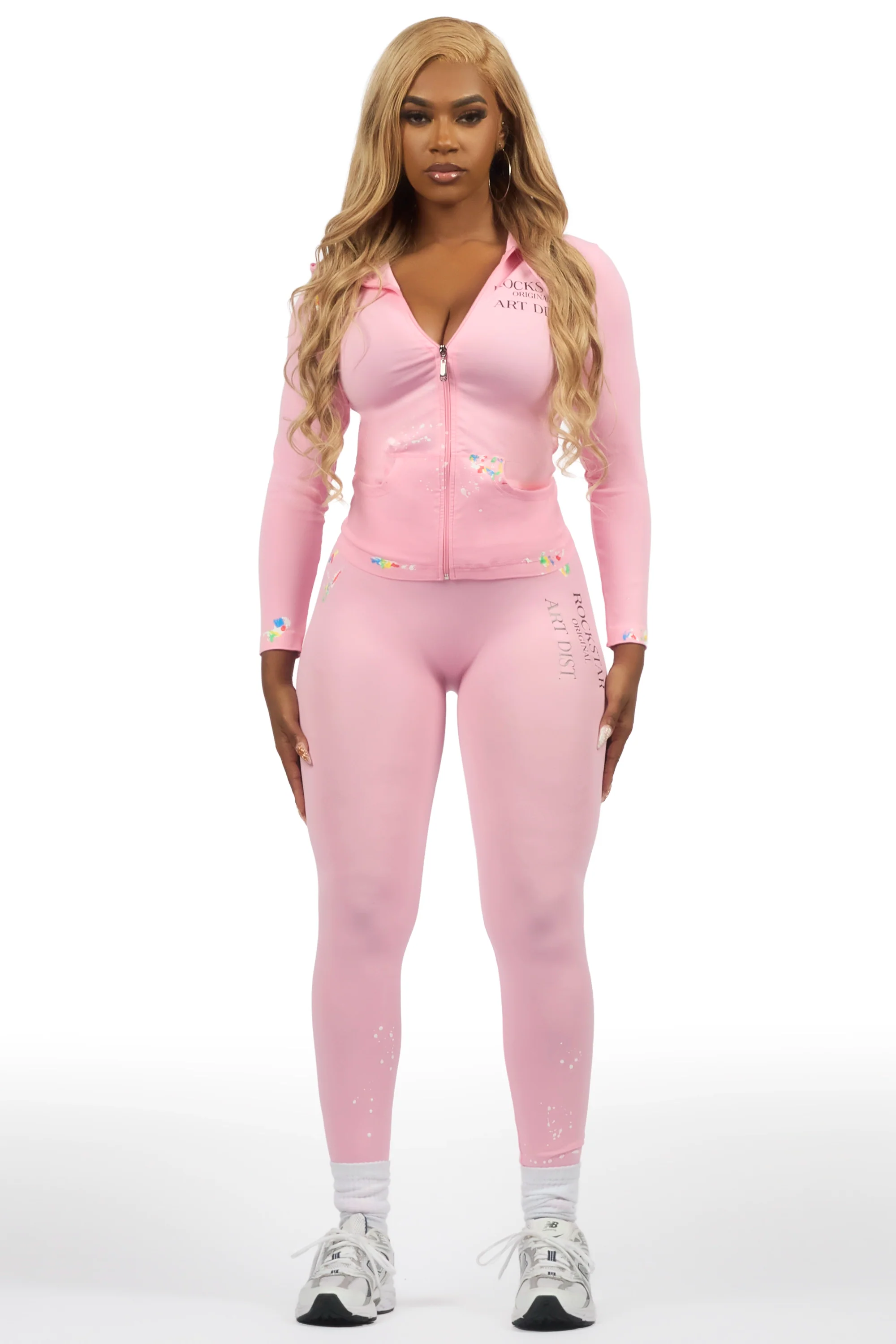 Kelci Pink Painted Active Set - Image 4