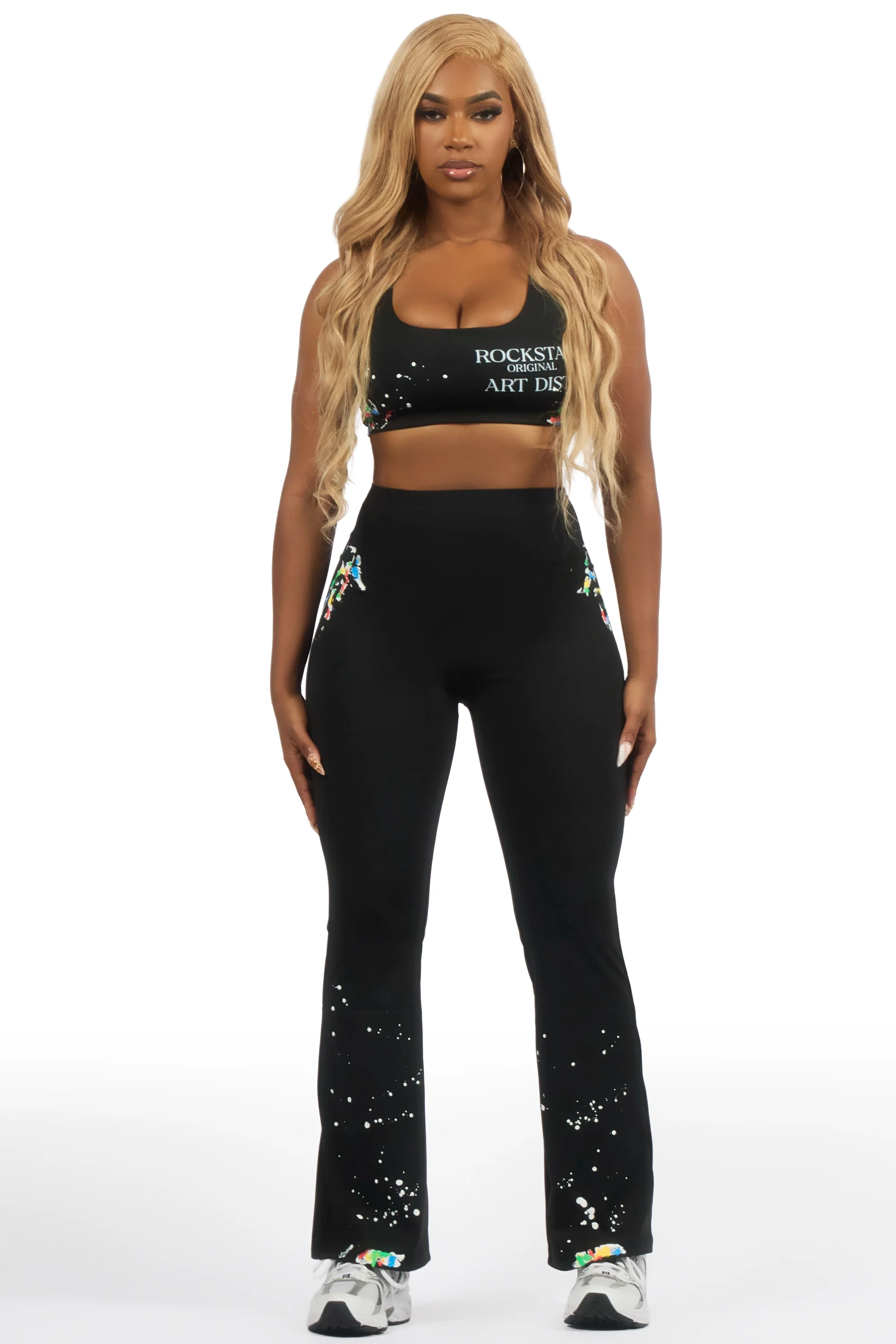 Latashia Black Painted Flare Active Set