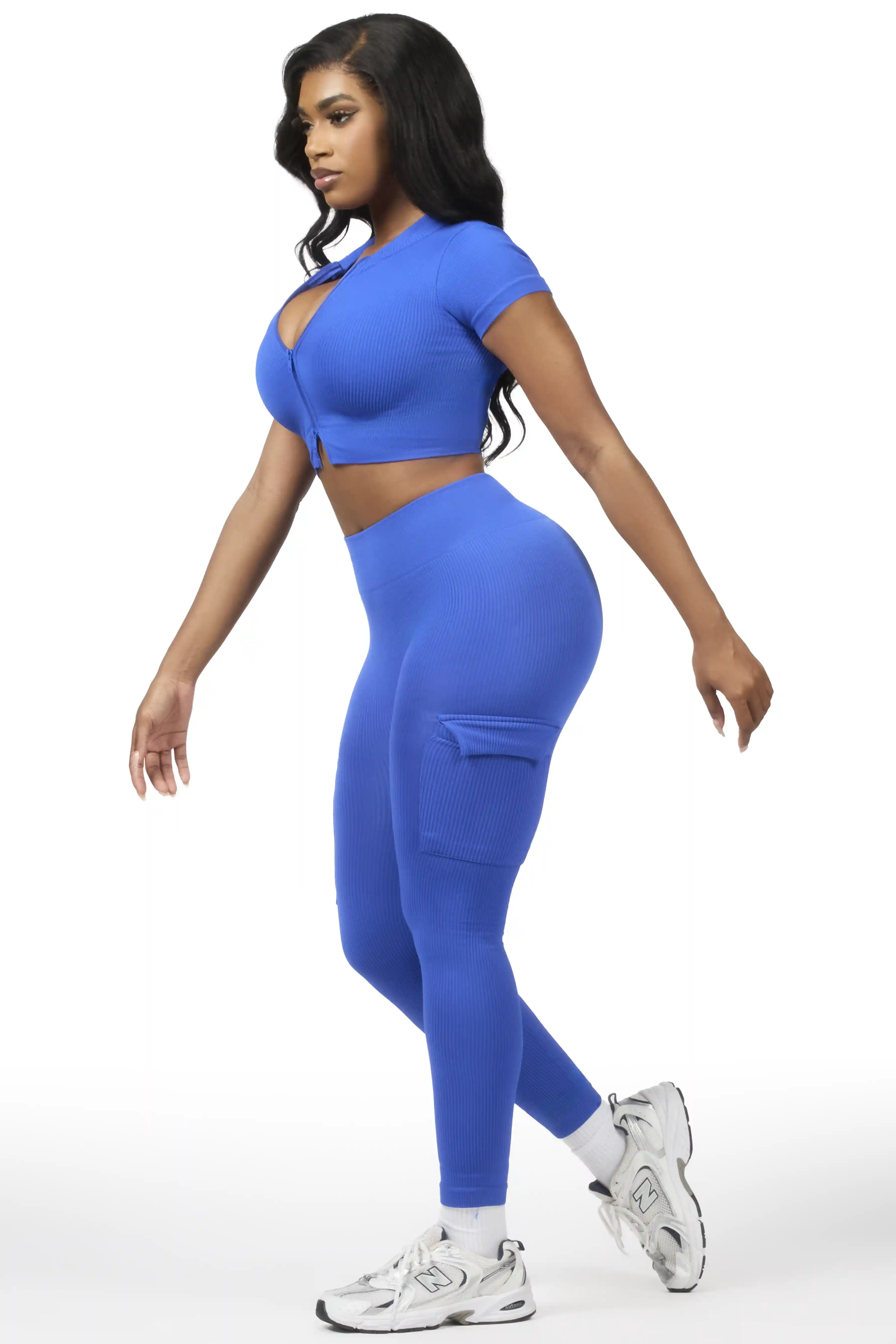 Rakeisha Blue Cargo Zip Up Active Legging Set - Image 2