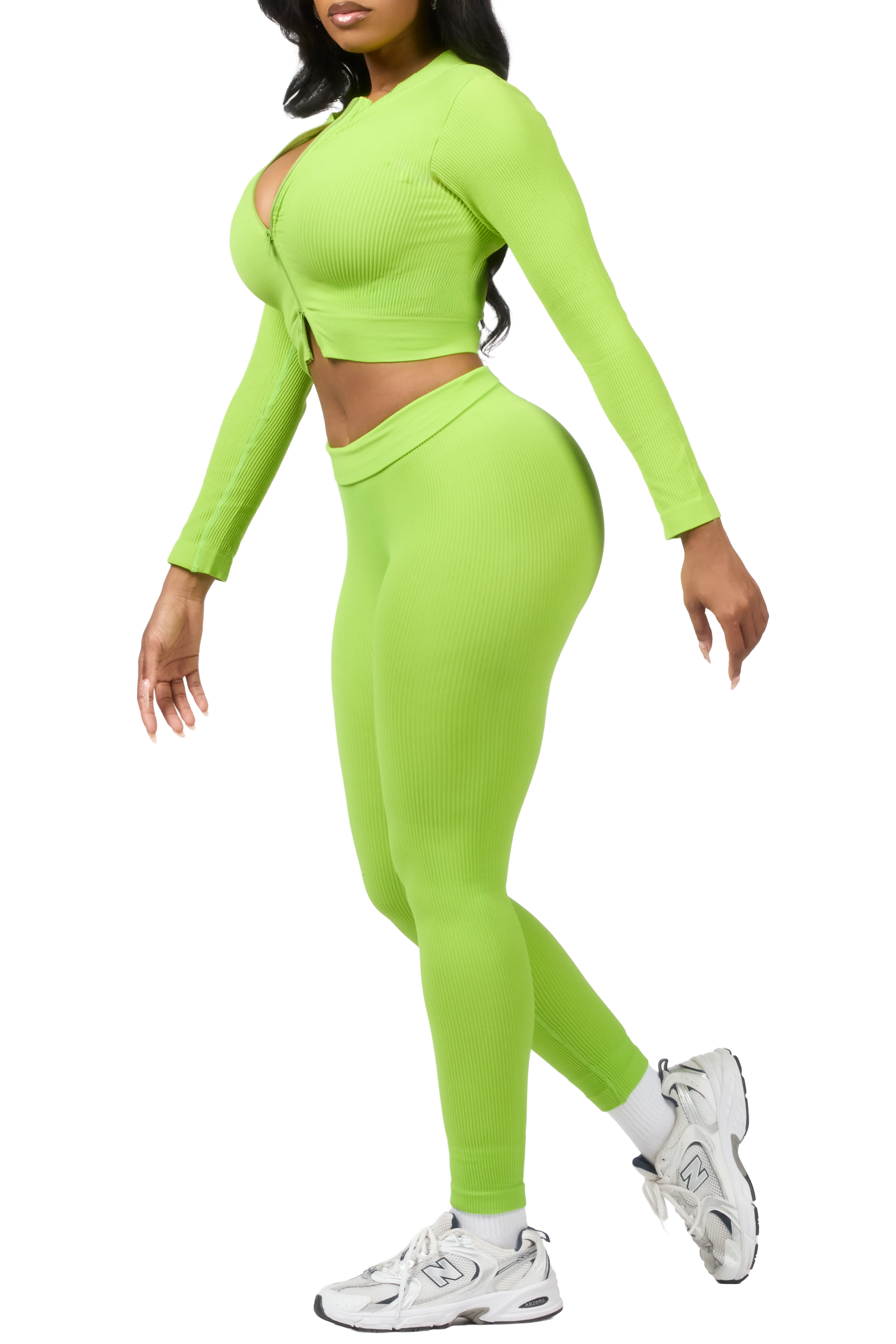 Sacorya Lime Zip Up Active Legging Set - Image 5
