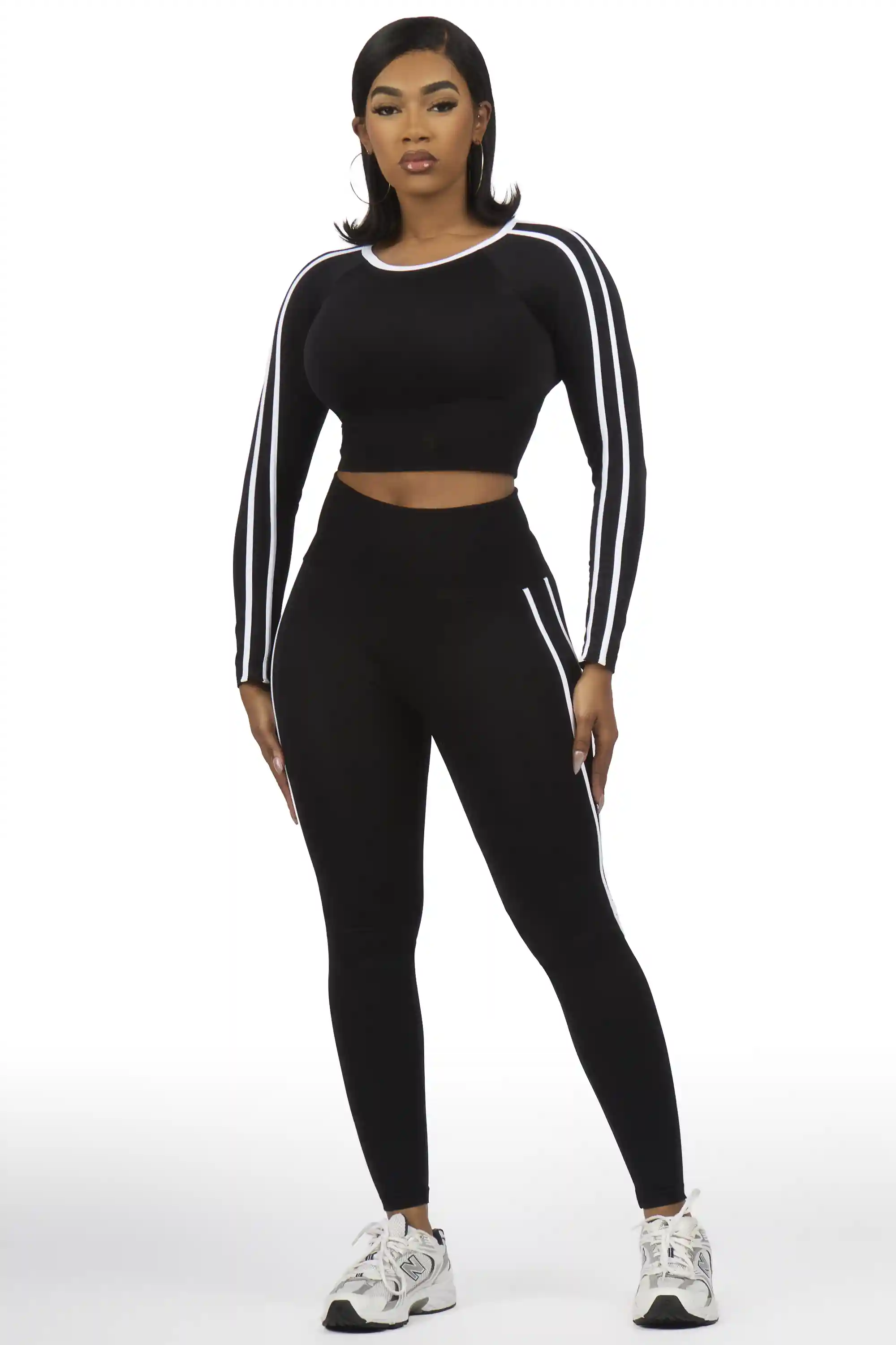 Zakkeyiah Black Long Sleeve Active Legging Set - Image 2