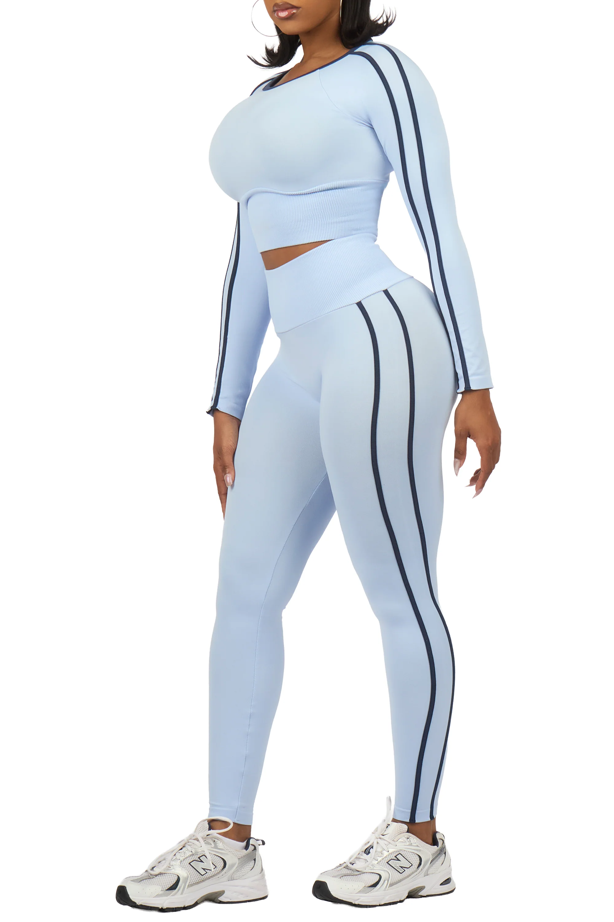 Zakkeyiah Blue Long Sleeve Active Legging Set - Image 4